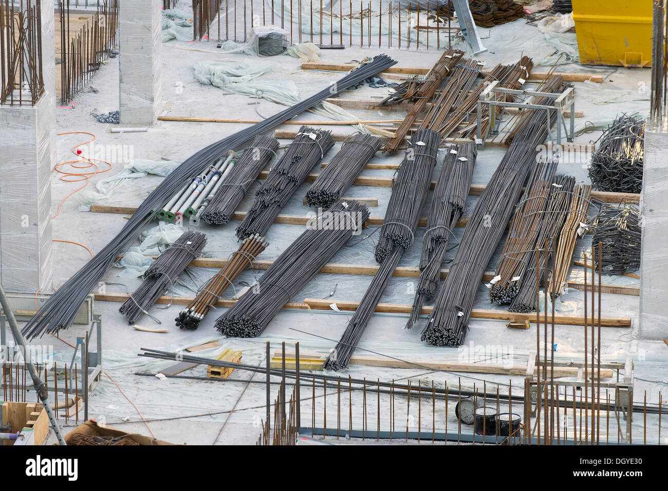 Verstärkung Stahl, große Baustelle Stuttgart-21-Baustelle, Eisenbahn und ein Stadtentwicklungsprojekt, Stuttgart Stockfoto