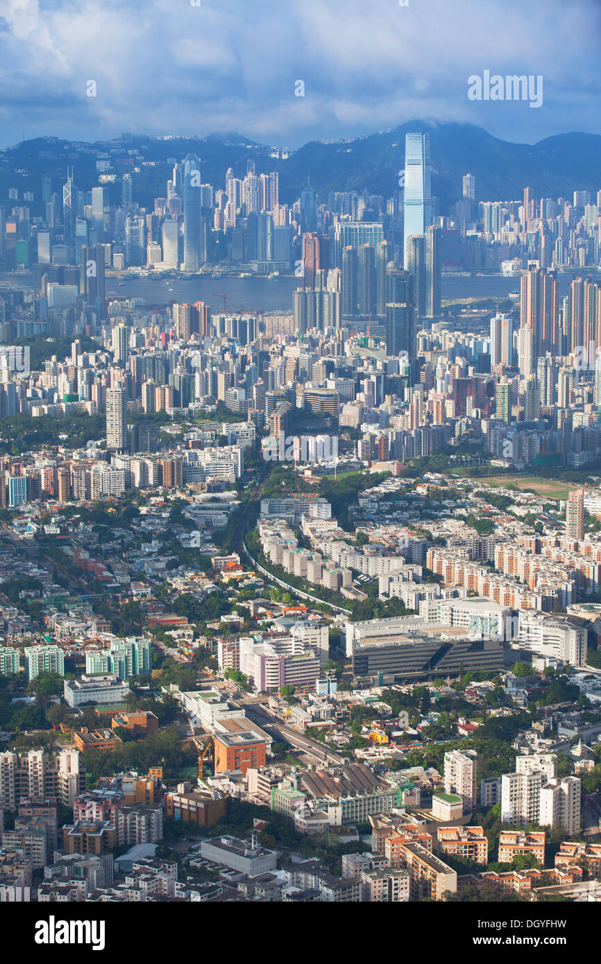 Blick auf Kowloon und Hong Kong Island, Hongkong, China Stockfoto