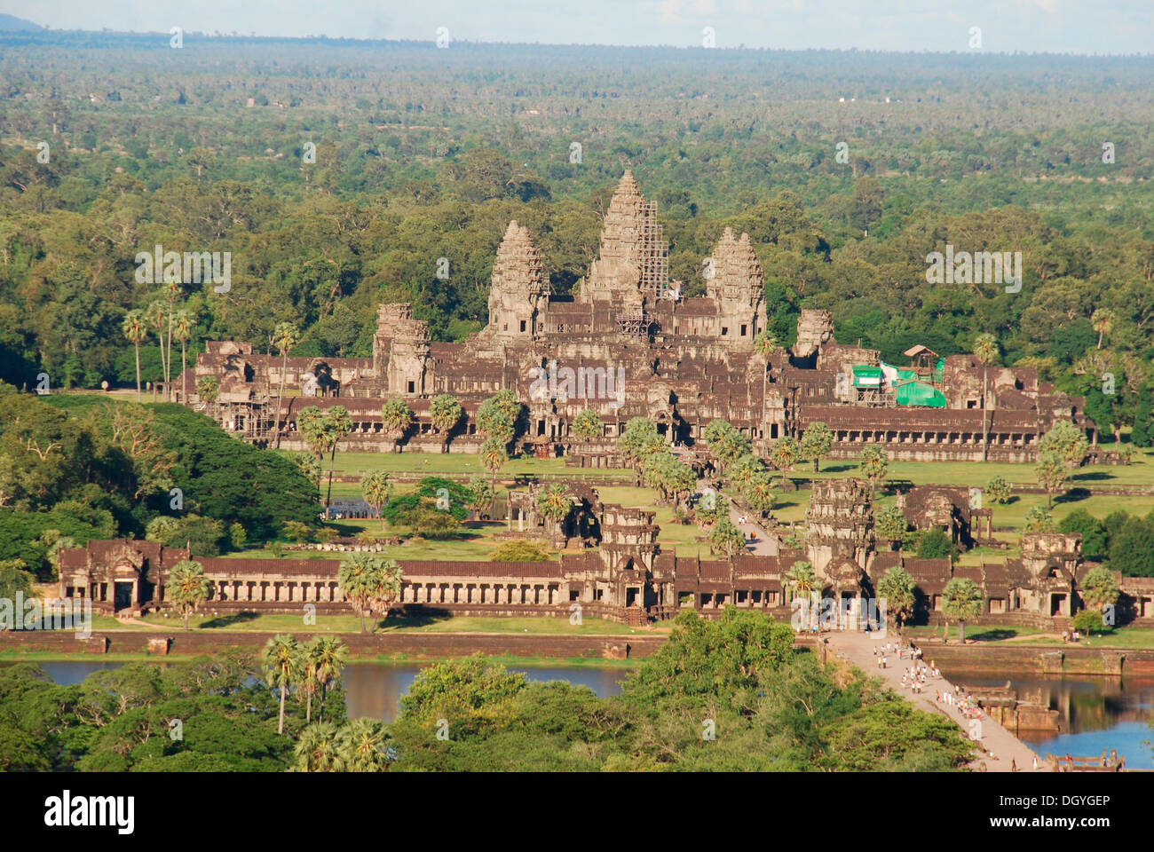 Angkor Wat Tempel, Luftaufnahme, Angkor Wat, Siem Reap, Kambodscha, Südost-Asien Stockfoto