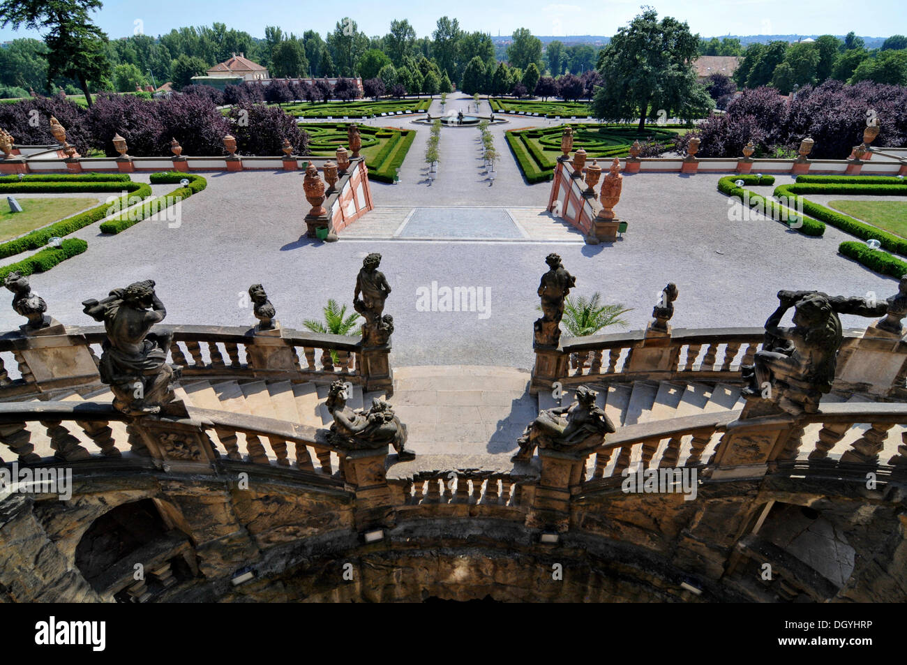 Park, Treppe, Schloss Troja, Prag Stockfoto