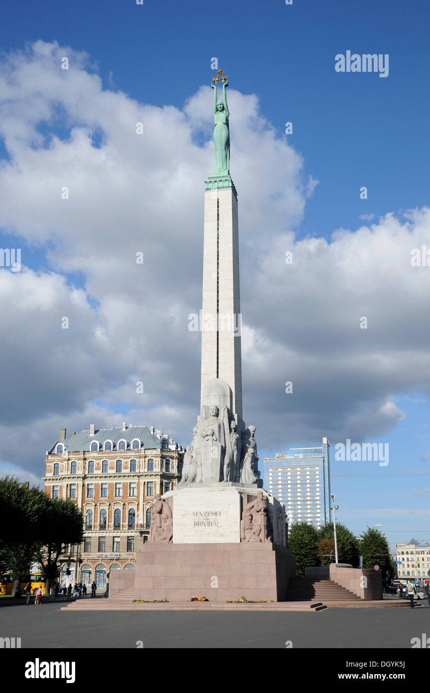 Der piemineklis Freiheitsdenkmal, Riga, das historische Zentrum, Lettland, Baltikum, Nordeuropa Stockfoto