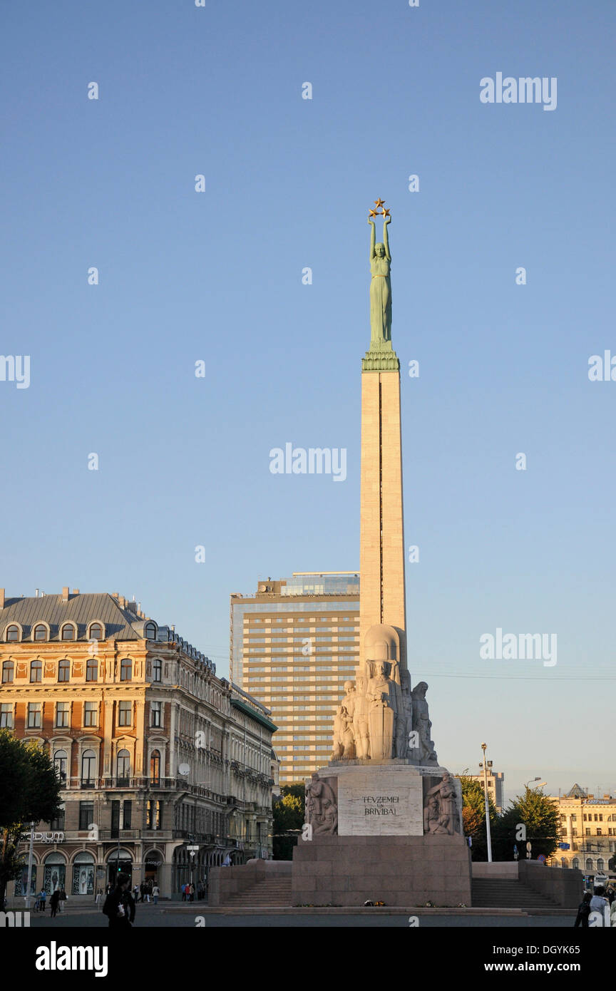 Freiheitsdenkmal, der piemineklis, Riga, Altstadt, Lettland, Baltikum, Nordeuropa Stockfoto