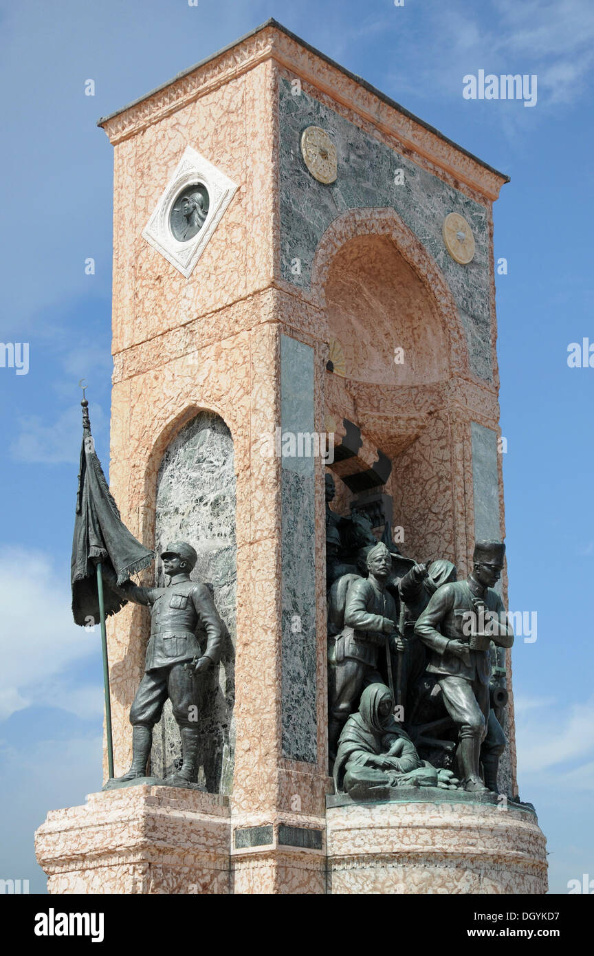 Cumhuriyet aniti, Republik Denkmal, Platz Taksim, Istanbul, Türkei, Europa Stockfoto