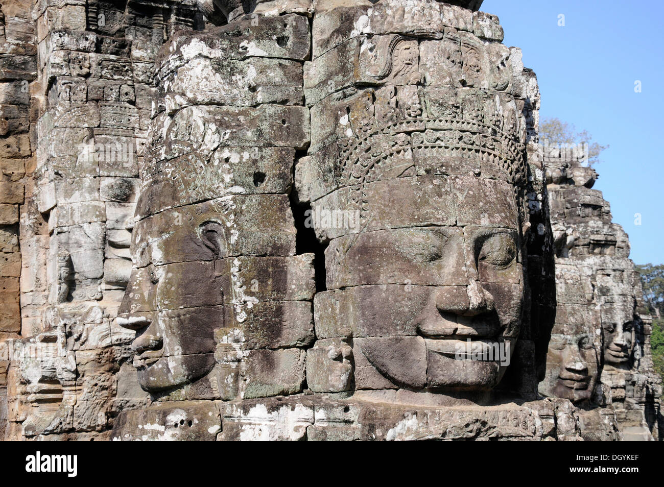 Gesicht Türme, bayon, Angkor Thom, Siem Reap, Kambodscha, Südostasien Stockfoto