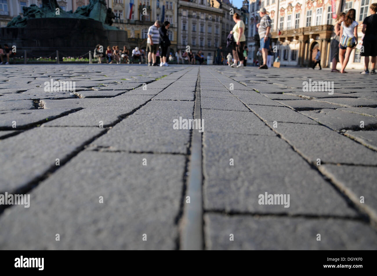 Meridian, 1650-1918, ehemaliger Standort der st.maria Spalte, Altstädter Ring, Prag, Tschechische Republik, Europa Stockfoto