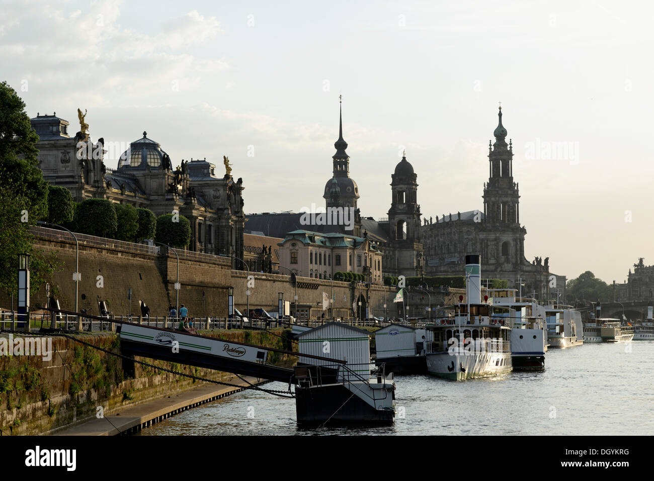Blick auf die Altstadt, Elbe, Dresden, Sachsen Stockfoto