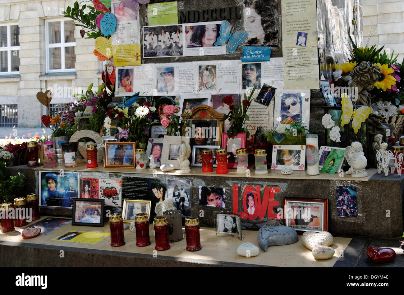 Michael jackson Memorial, Orlando di Lasso Statue, promenadenplatz Square, München, Bayern Stockfoto