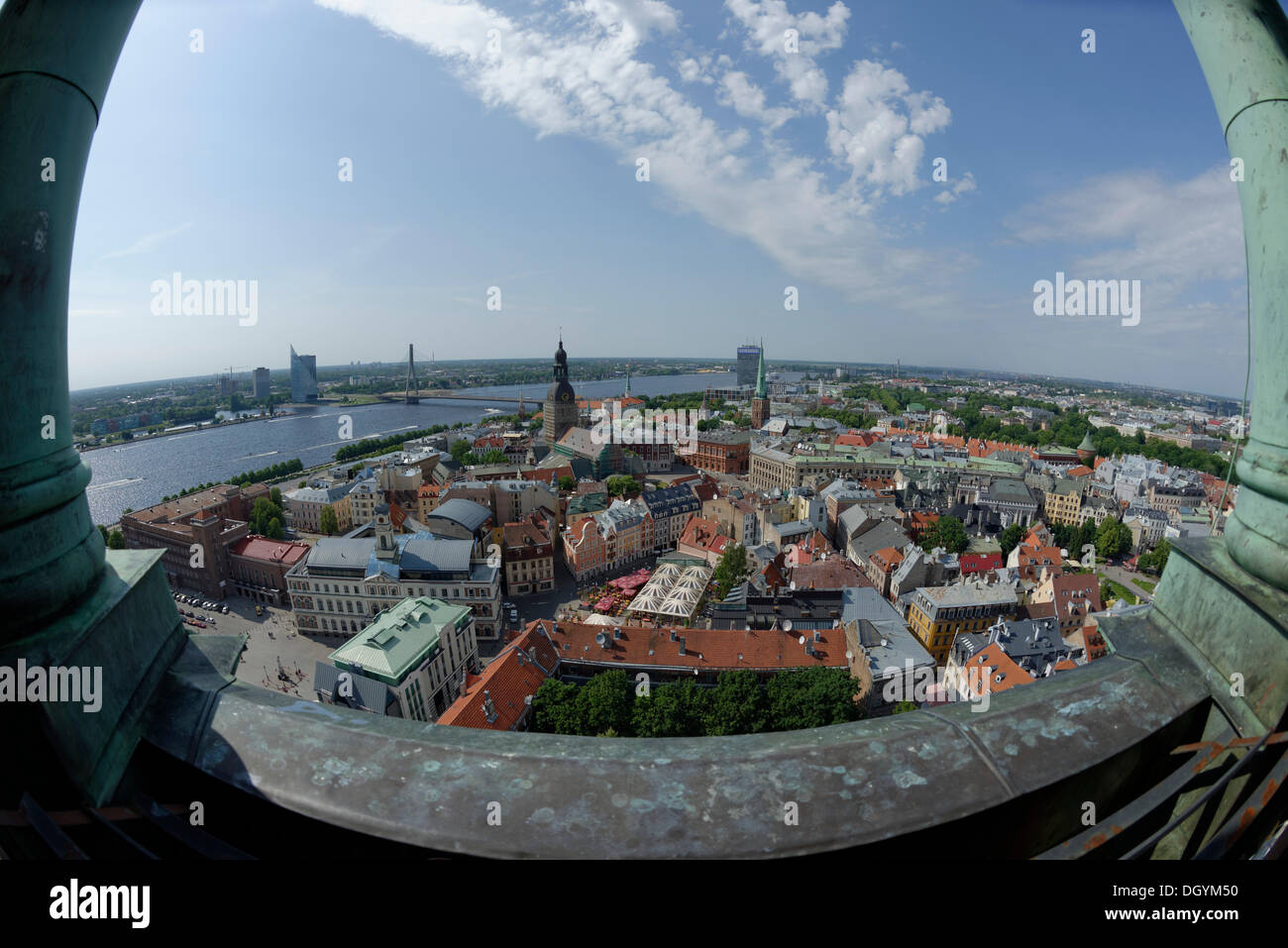 Fisheye shot, Stadtbild, daugava Riga Dom, Altstadt, Riga, Lettland, Europa Stockfoto