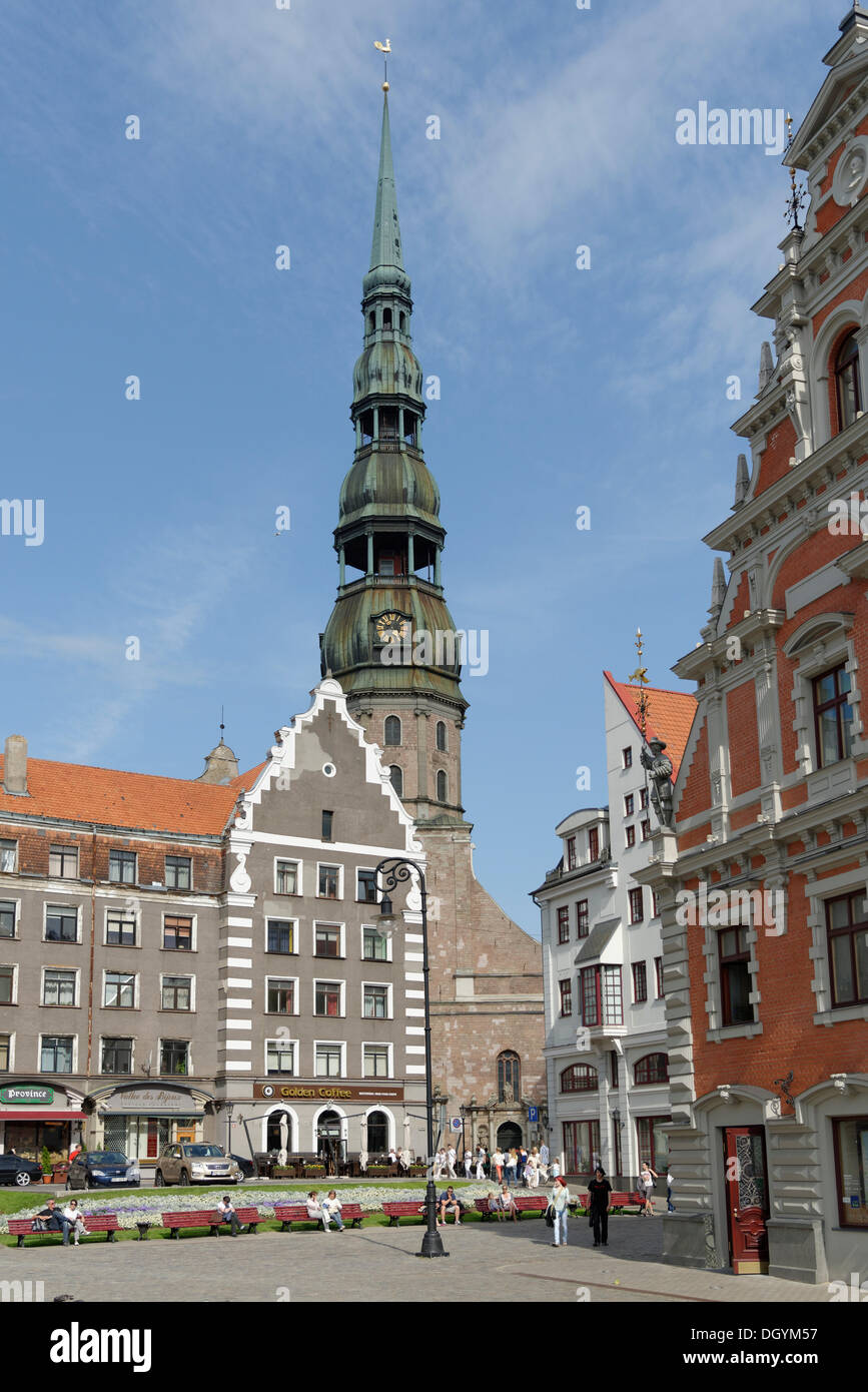 St.Peter Kirche, Rathausplatz, Altstadt, Riga, Lettland, Europa Stockfoto