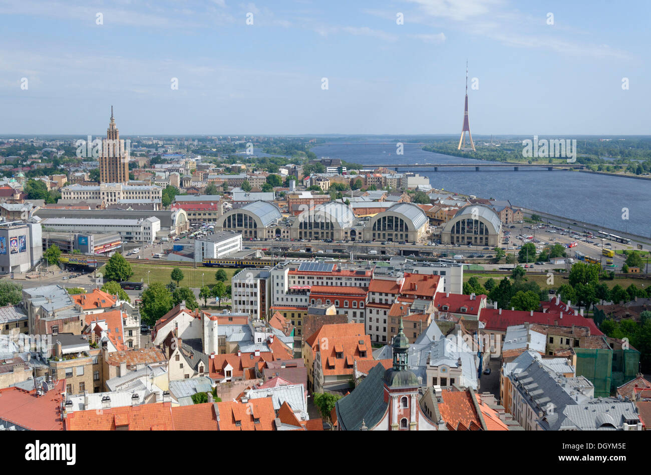 Skyline, Daugava, Hallen, Altstadt, Riga, Lettland, Europa Stockfoto