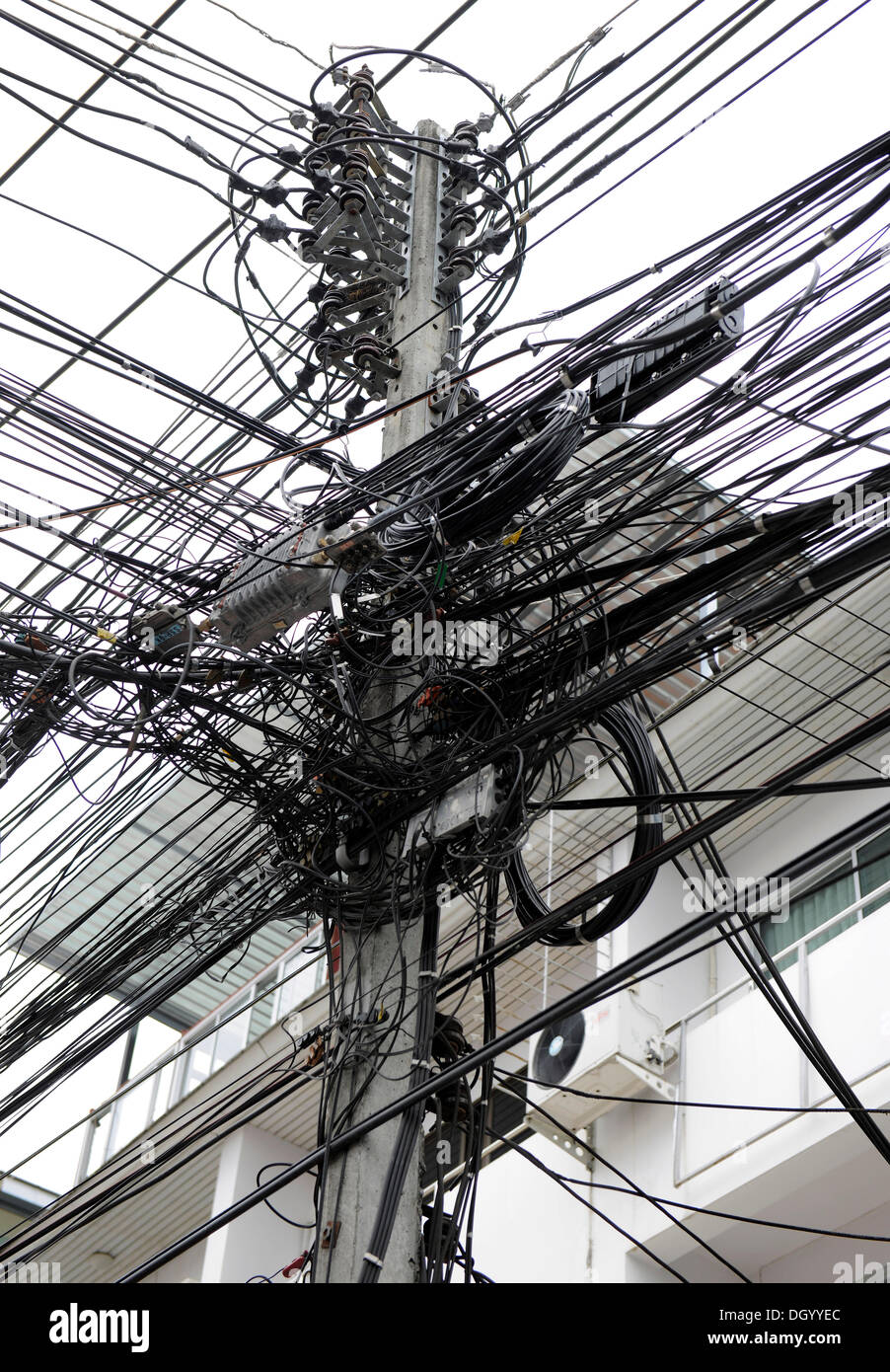 Strom-pole, Pylon, Chiang Mai, Thailand, Asien Stockfoto
