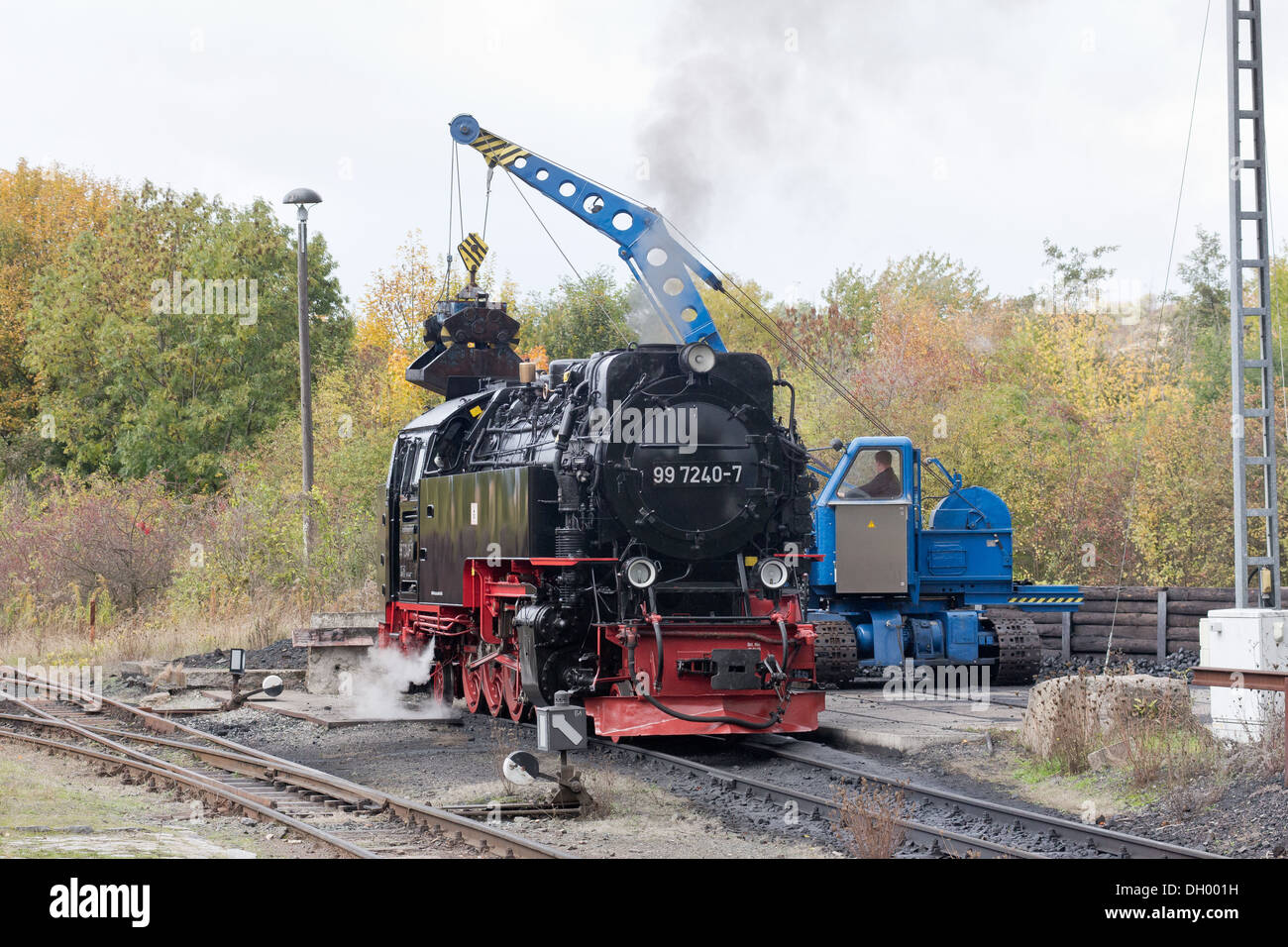 Dampflok auf Harz-Mountain Railway in Gernrode, Deutschland Stockfoto