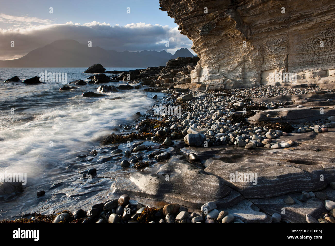 Felsenküste, Elgol, Isle Of Skye, Schottland, Vereinigtes Königreich Stockfoto