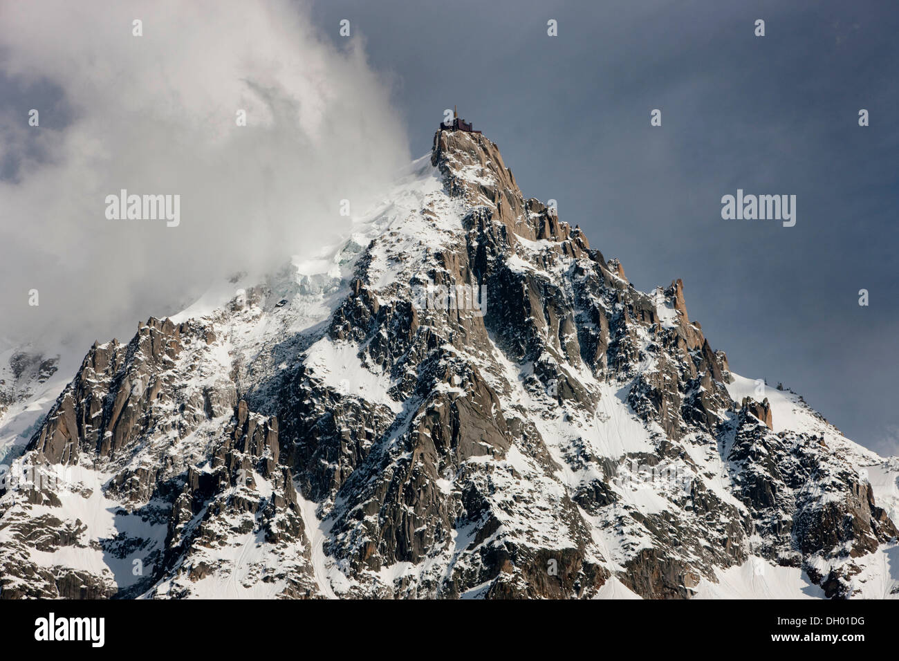 Aguille du Midi, Mont-Blanc-Massiv, Rhône-Alpes, Chamonix-Mont-Blanc, Haute Savoie, Frankreich Stockfoto