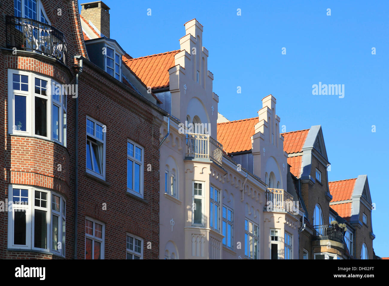 Reihe von Häusern, Aalborg, Jütland, Dänemark, Nordeuropa Stockfoto