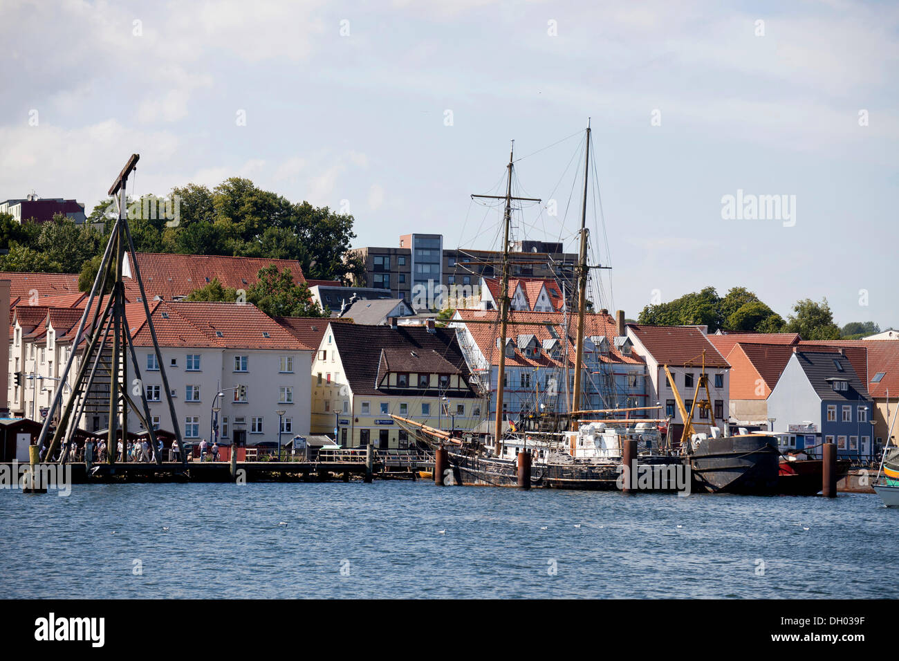 Museumshafen am Fluss Schlei in Flensburg, Schleswig-Holstein Stockfoto