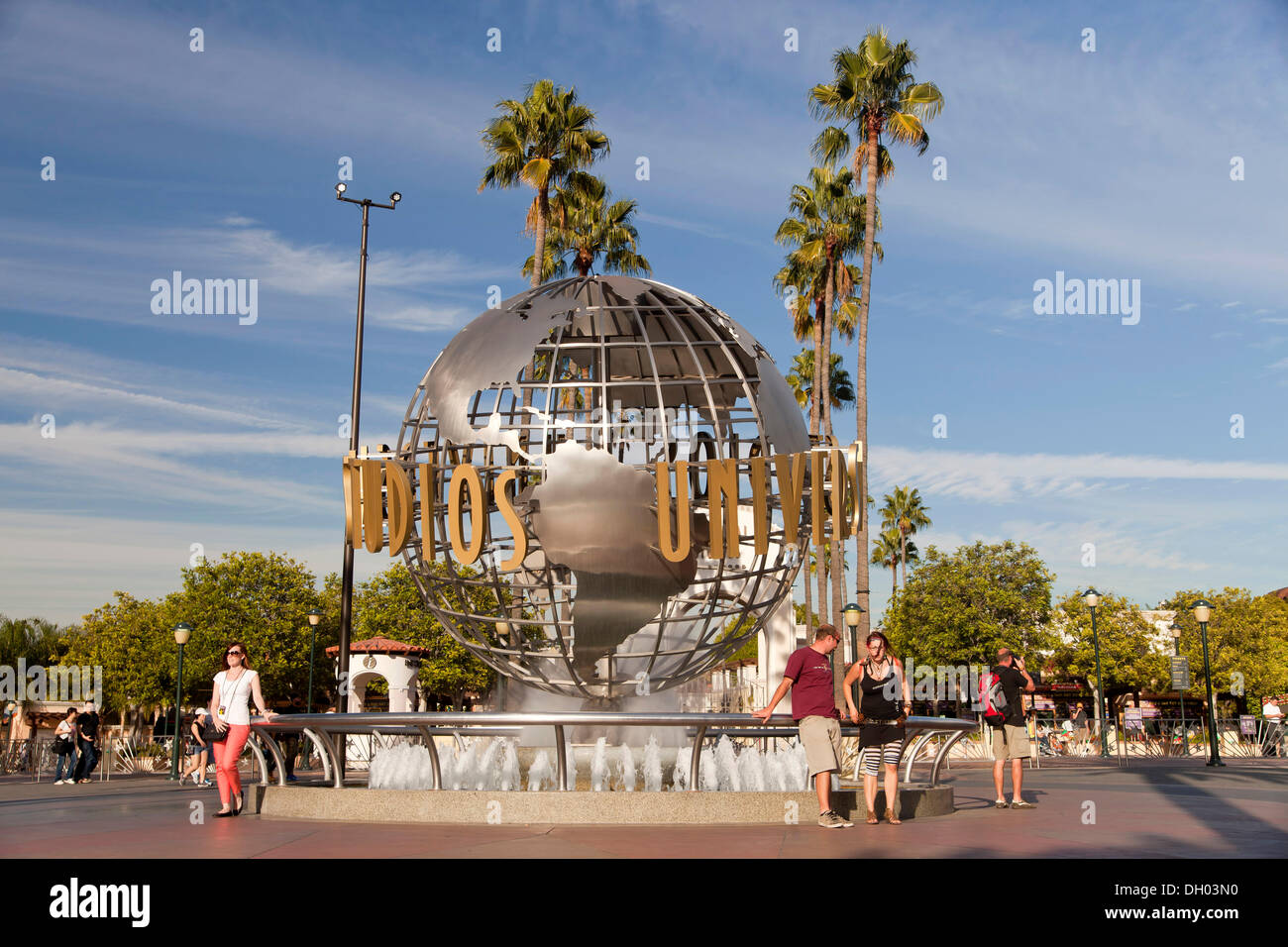 Universelle Globus, Eingang zu den Universal Studios Hollywood Freizeitpark, Universal City, Los Angeles, Kalifornien Stockfoto