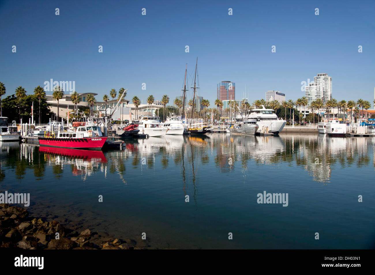 Hafen und dem Shoreline Wasserpark, Long Beach, Los Angeles County, California, Vereinigte Staaten von Amerika Stockfoto