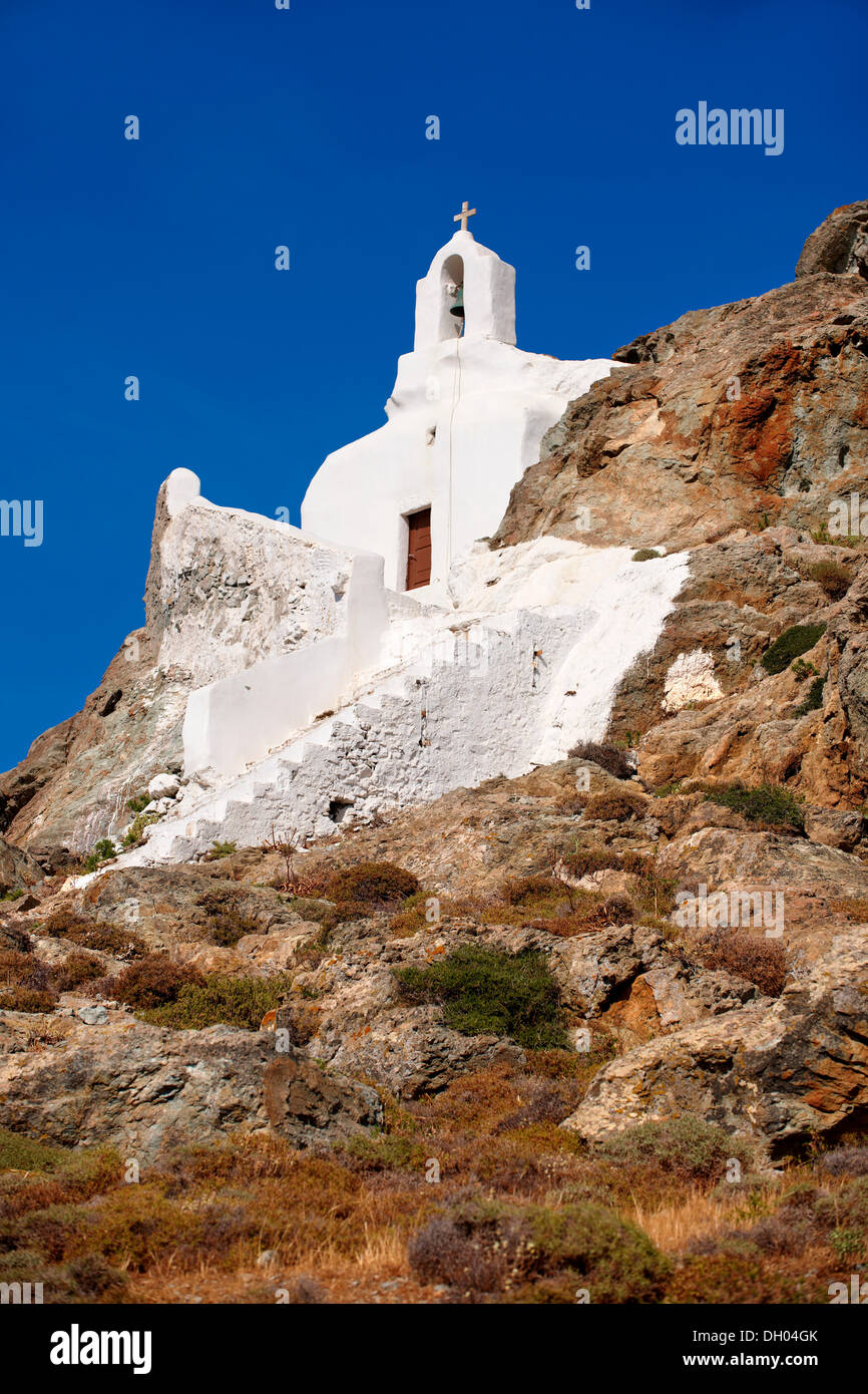 Hill Top orthodoxen Höhle Kirche oben Thira Naxos, Insel Naxos, Kykladen, Griechenland, Europa Stockfoto
