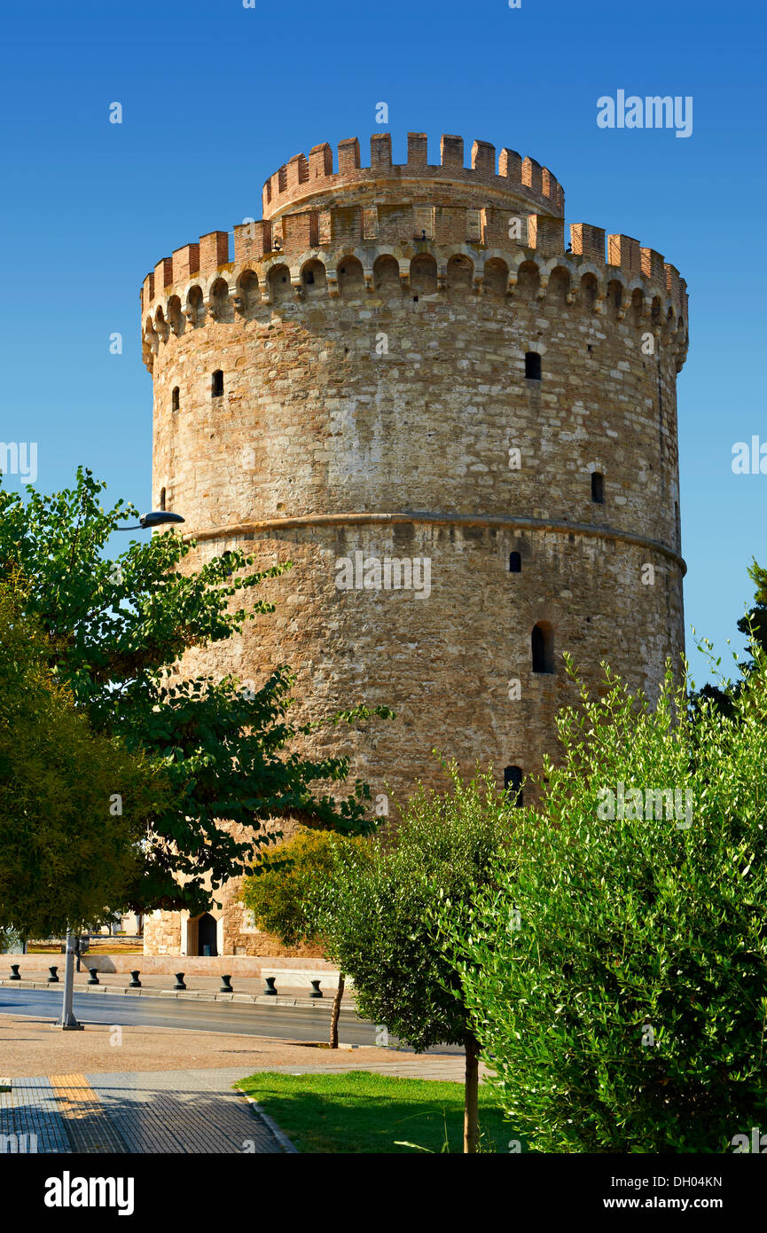 Die osmanischen Weißen Turm von Thessaloniki, 1535-1536, Symbol der thealonika, Griechenland, Europa Stockfoto