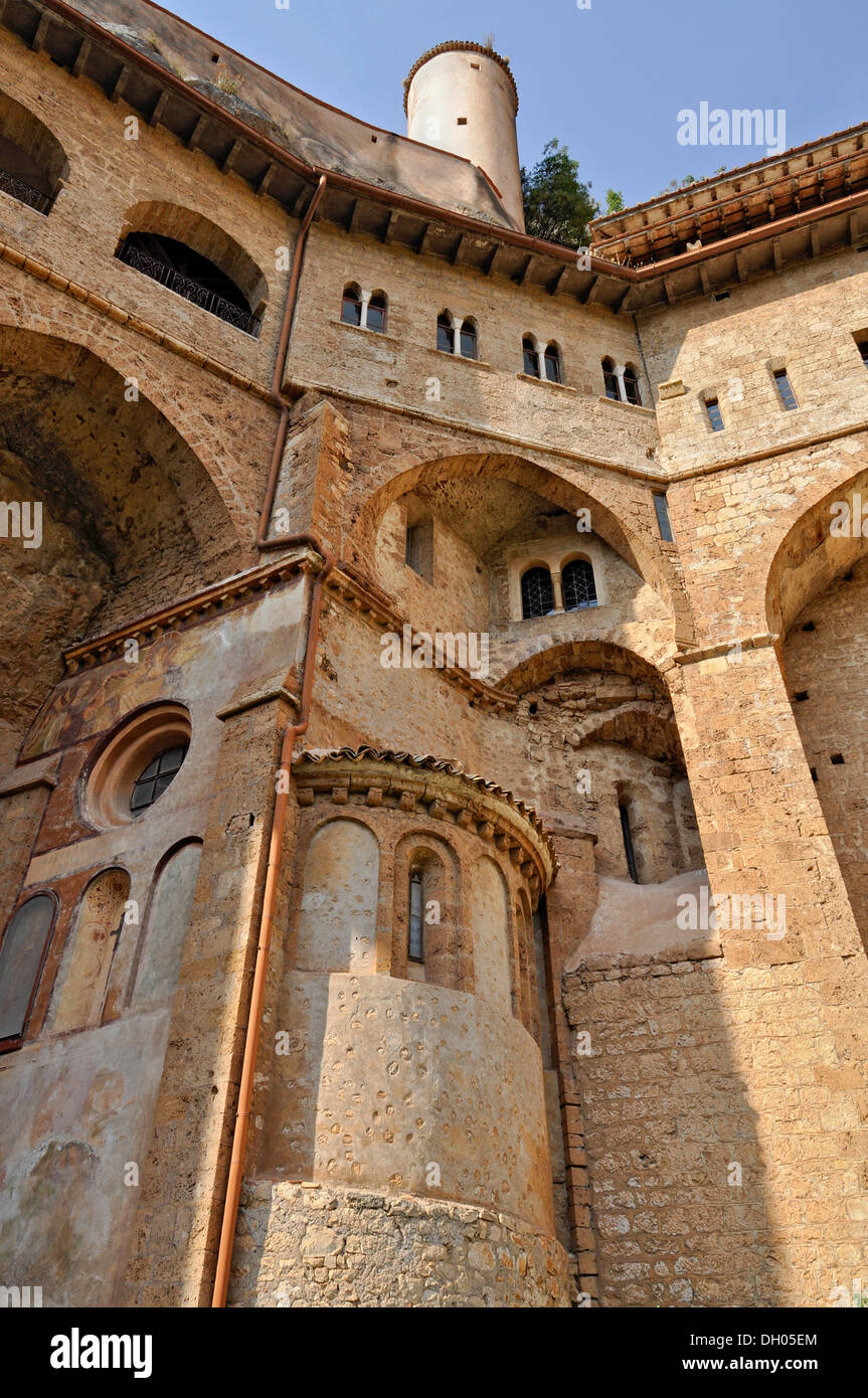 Kloster des Hl. Benedikt oder Sacro Speco, in der Nähe von Subiaco, Latium, Italien Stockfoto