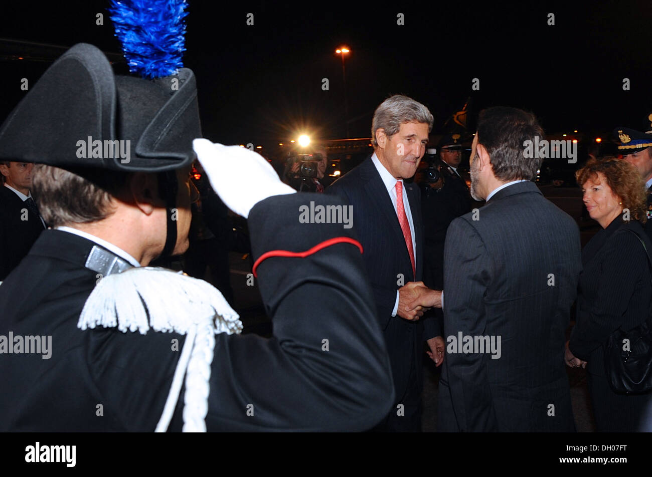 Secretary Kerry kommt in Rom Stockfoto