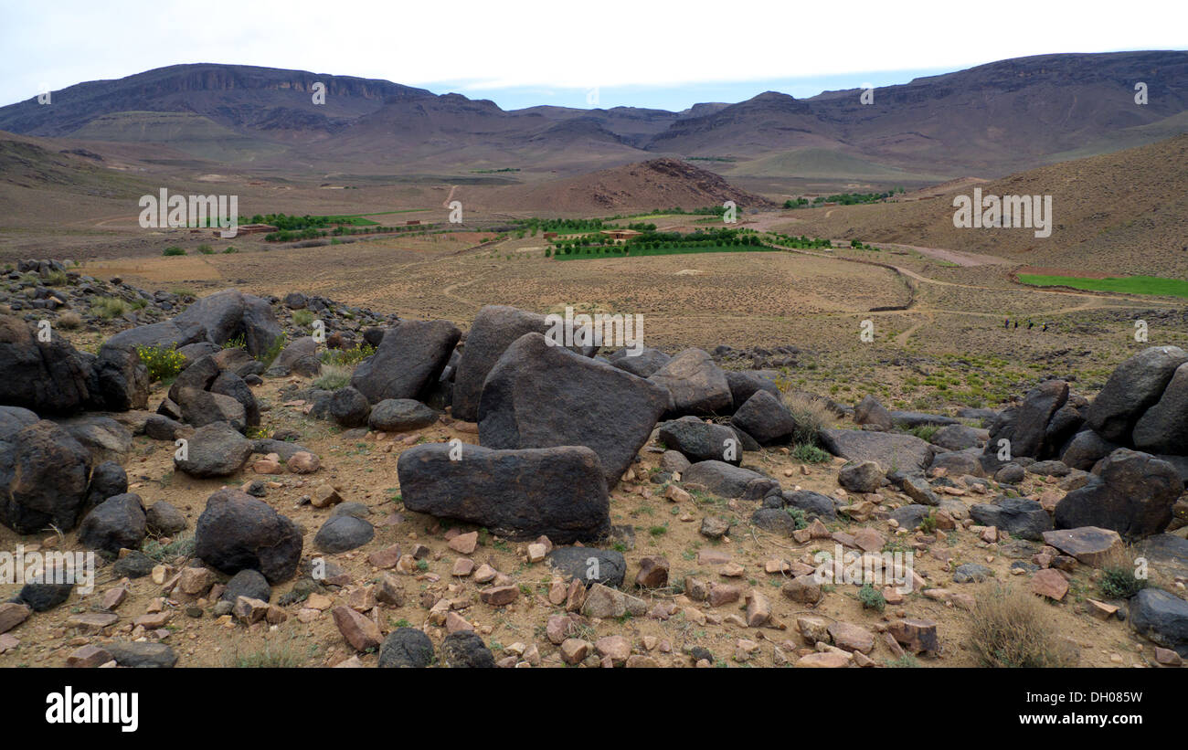 Blick nach Süden über Tal in Tagmoute Gebiet, Marokko Stockfoto