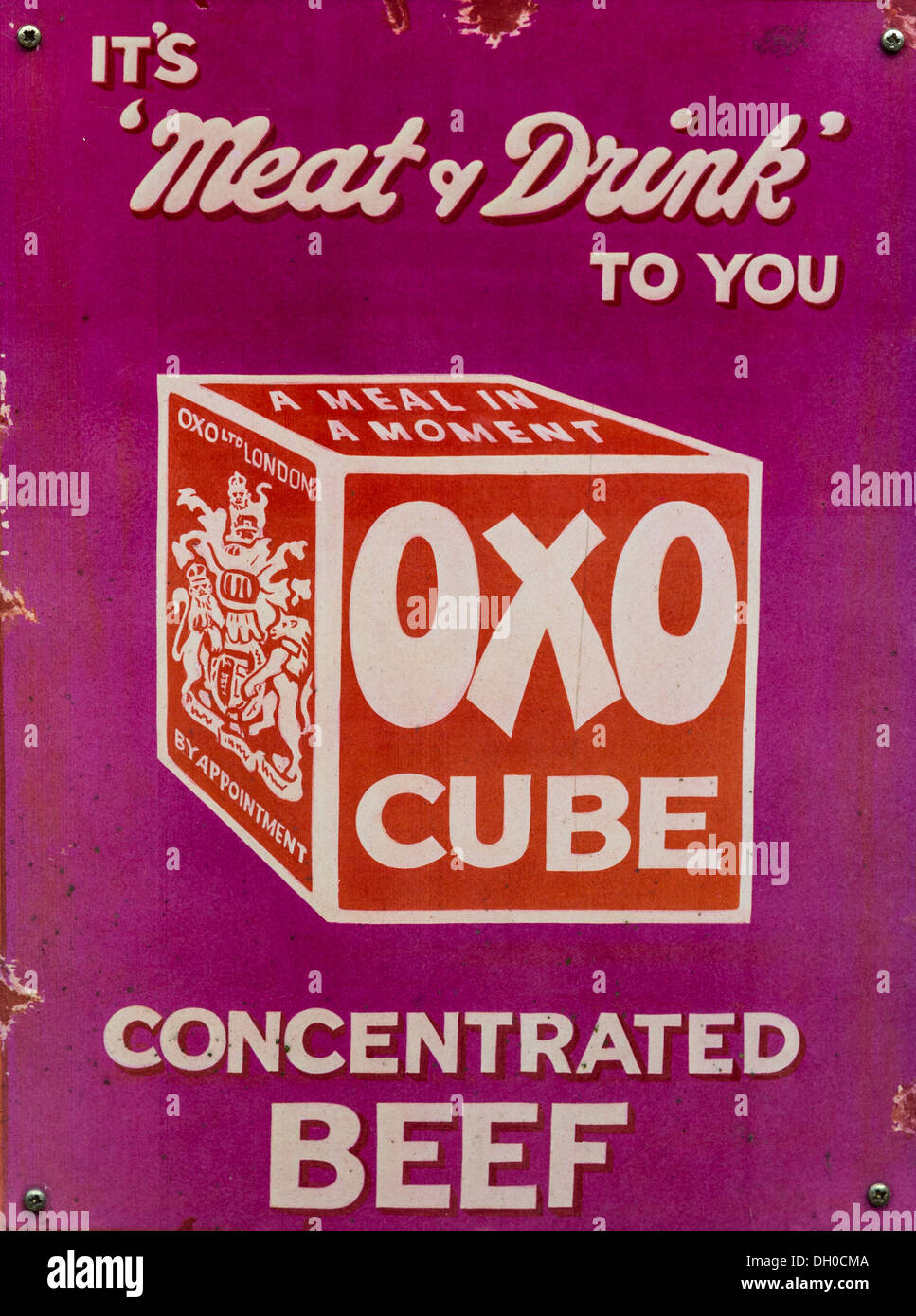 OXO-Cube Metall Werbeschild. Stockfoto