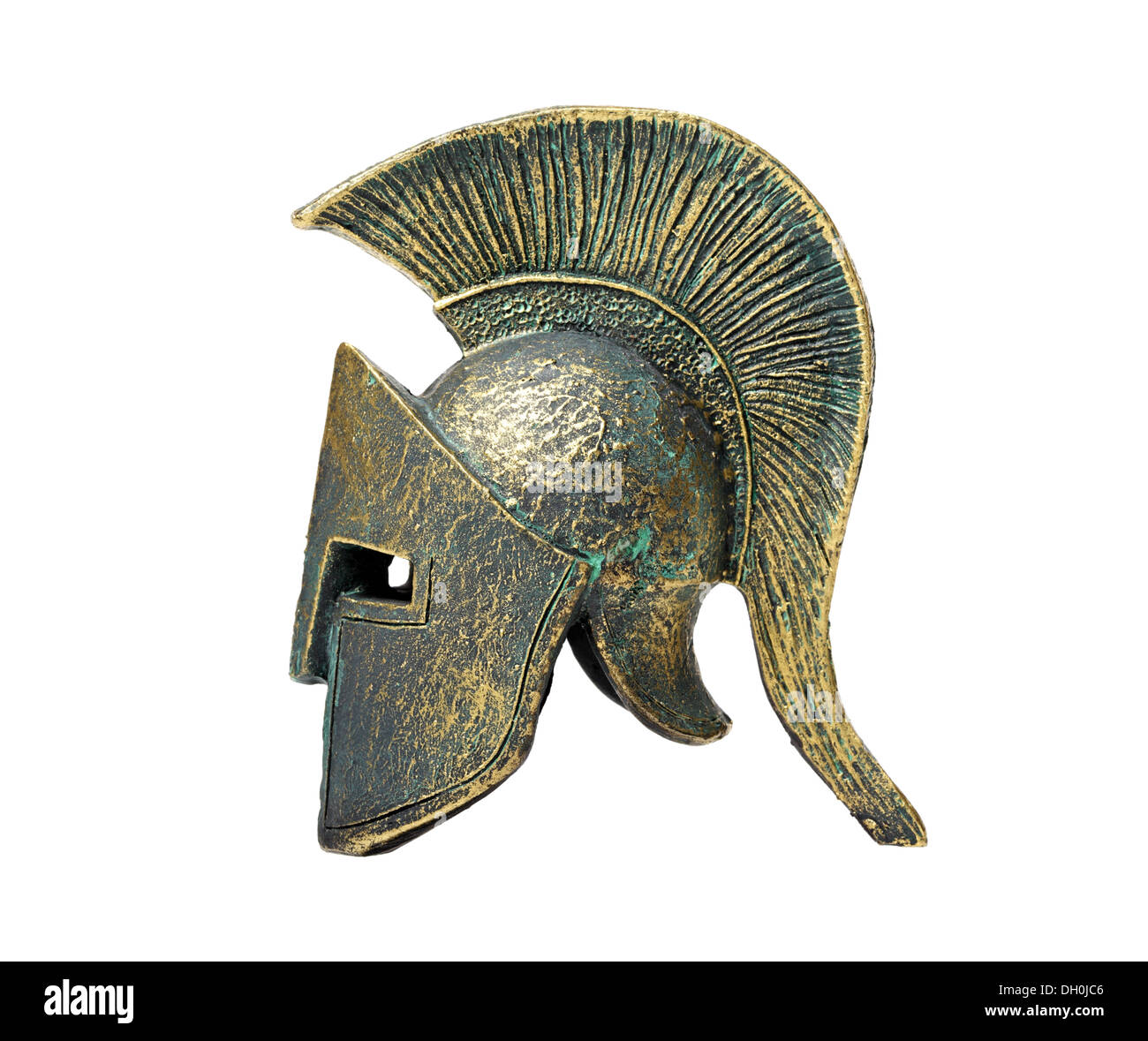 Antiken griechischen Helm spartanischen Stil, Isolated on White Stockfoto