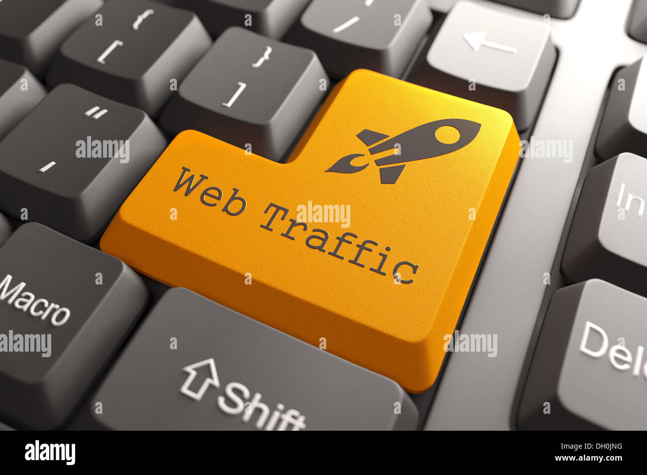 Tastatur mit Web-Traffic-Taste. Stockfoto