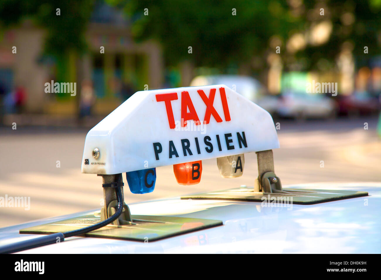 Taxischild, Paris, Frankreich Stockfoto