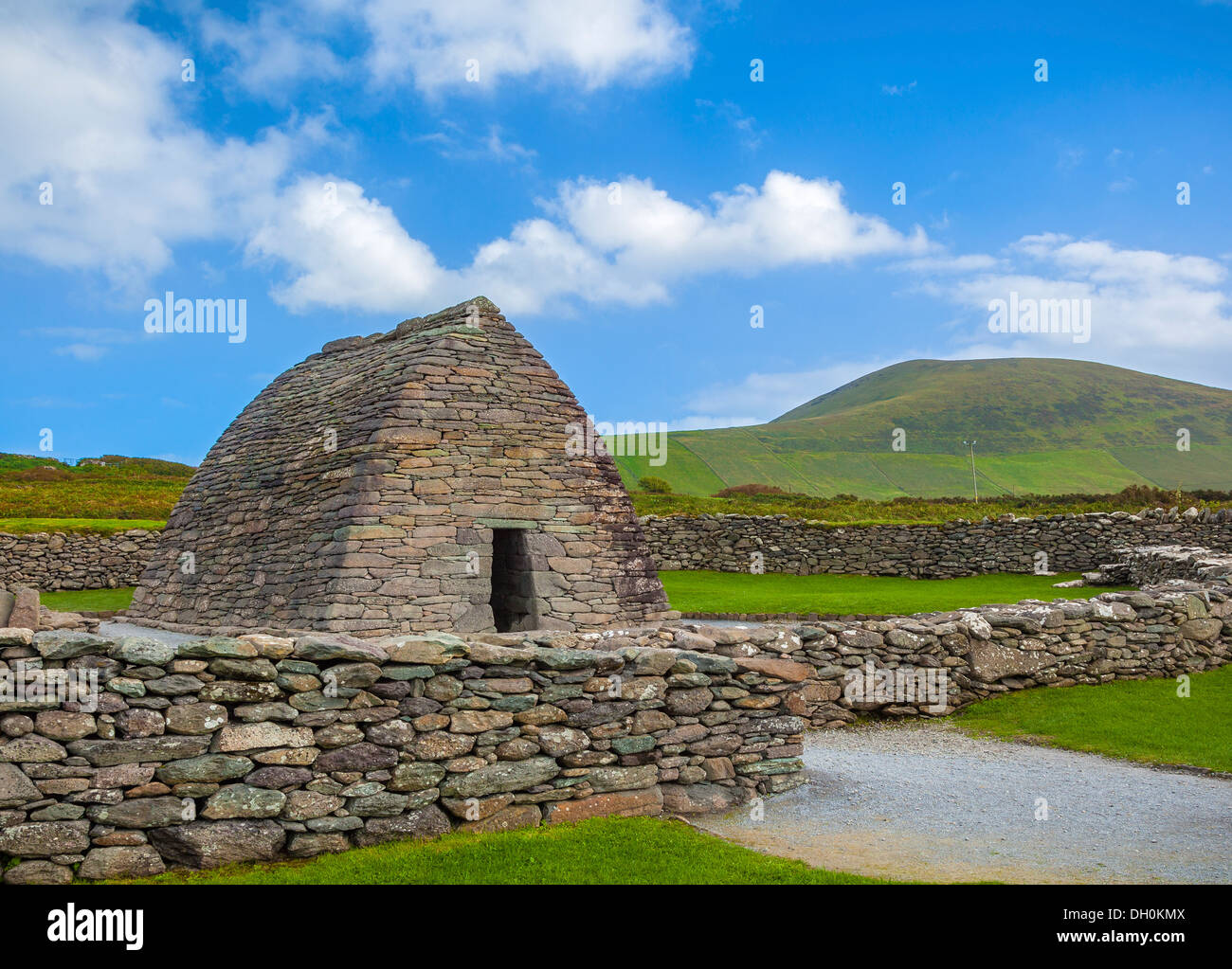 County Kerry, Irland: Gallarus Oratorium auf der Dingle-Halbinsel, zwischen dem 6. und 9. Jahrhundert erbaut. Stockfoto