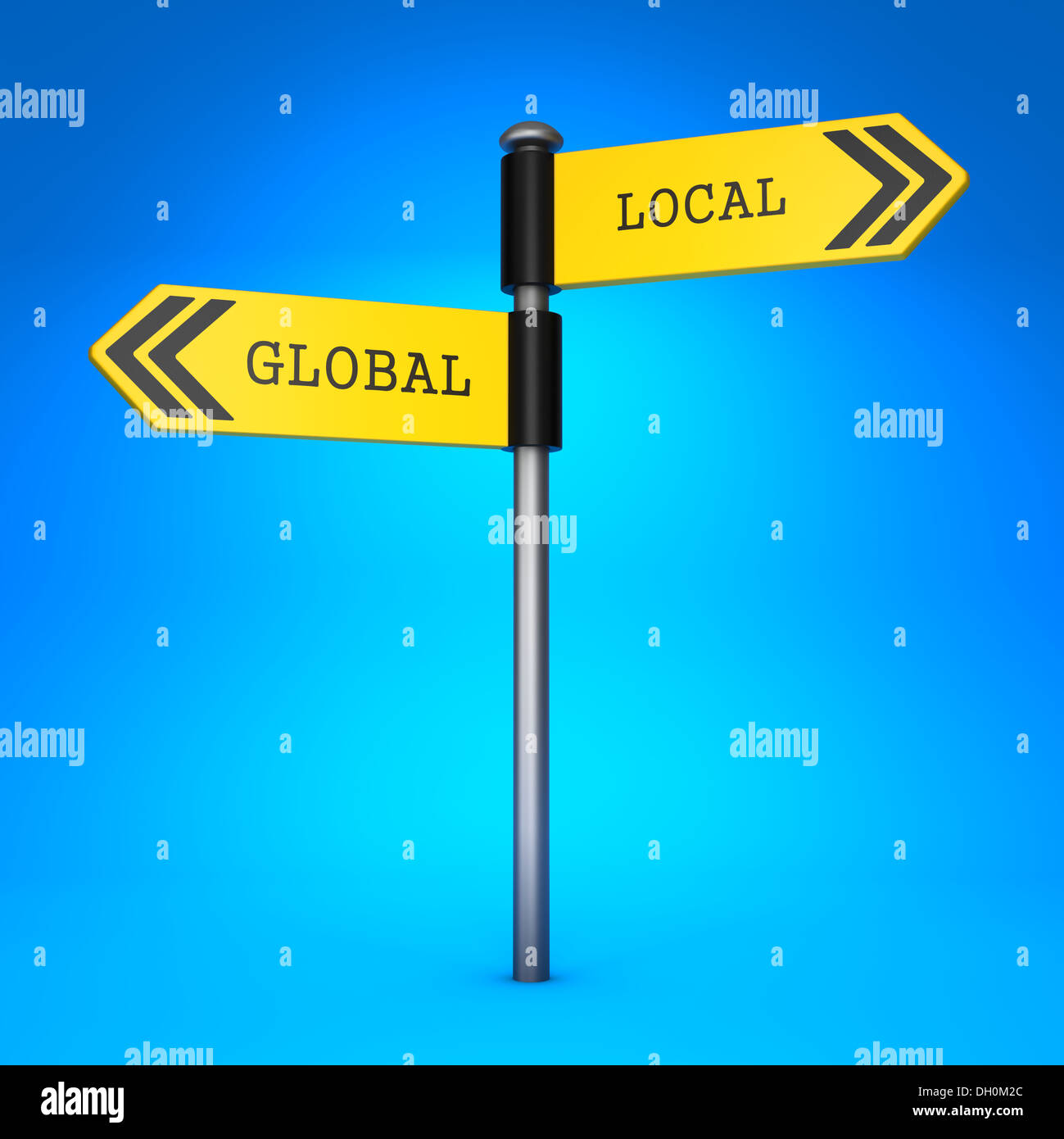Global oder lokal. Konzept der Wahl. Stockfoto