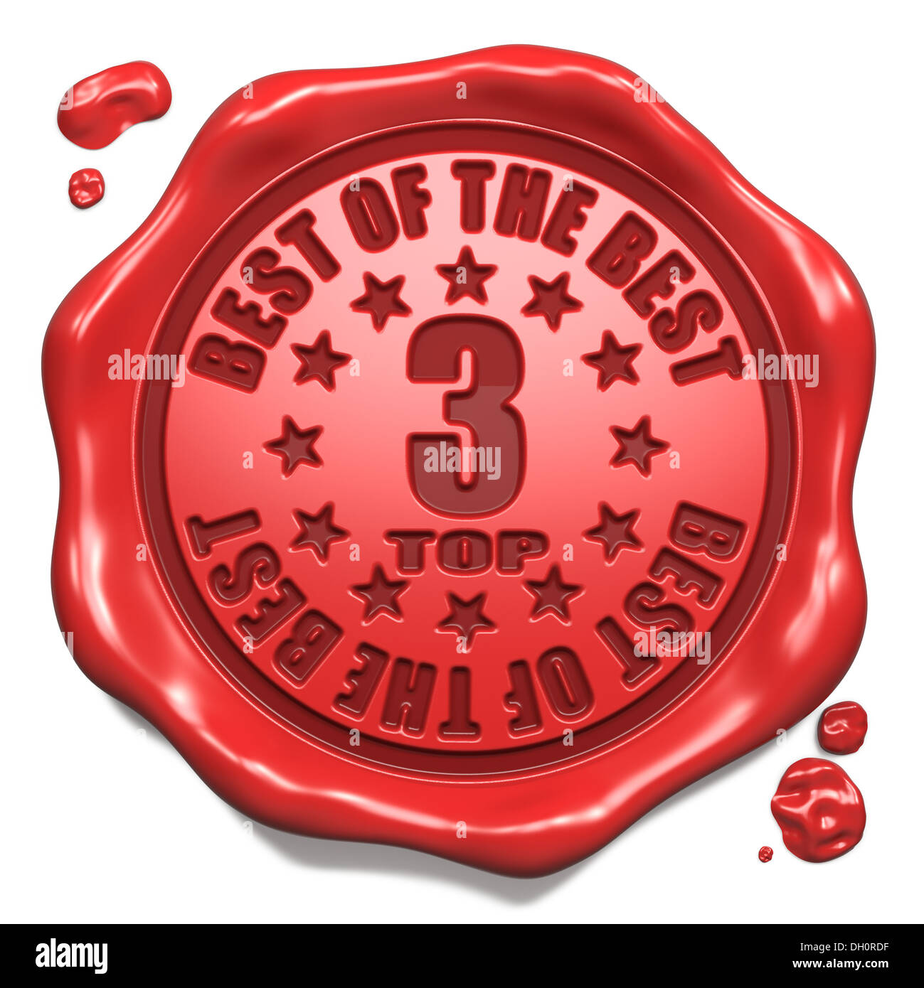 Top 3-in-Charts - Stempel auf rot Wachs-Siegel. Stockfoto