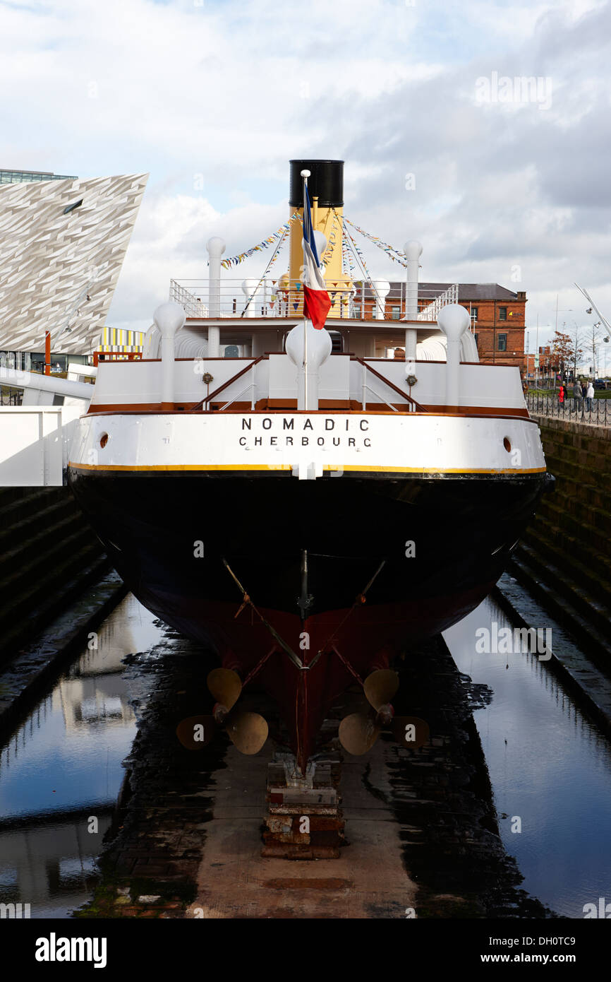 SS nomadic Besucherattraktion und titanic Belfast Zentrum titanic Viertel Belfast Nordirland Stockfoto