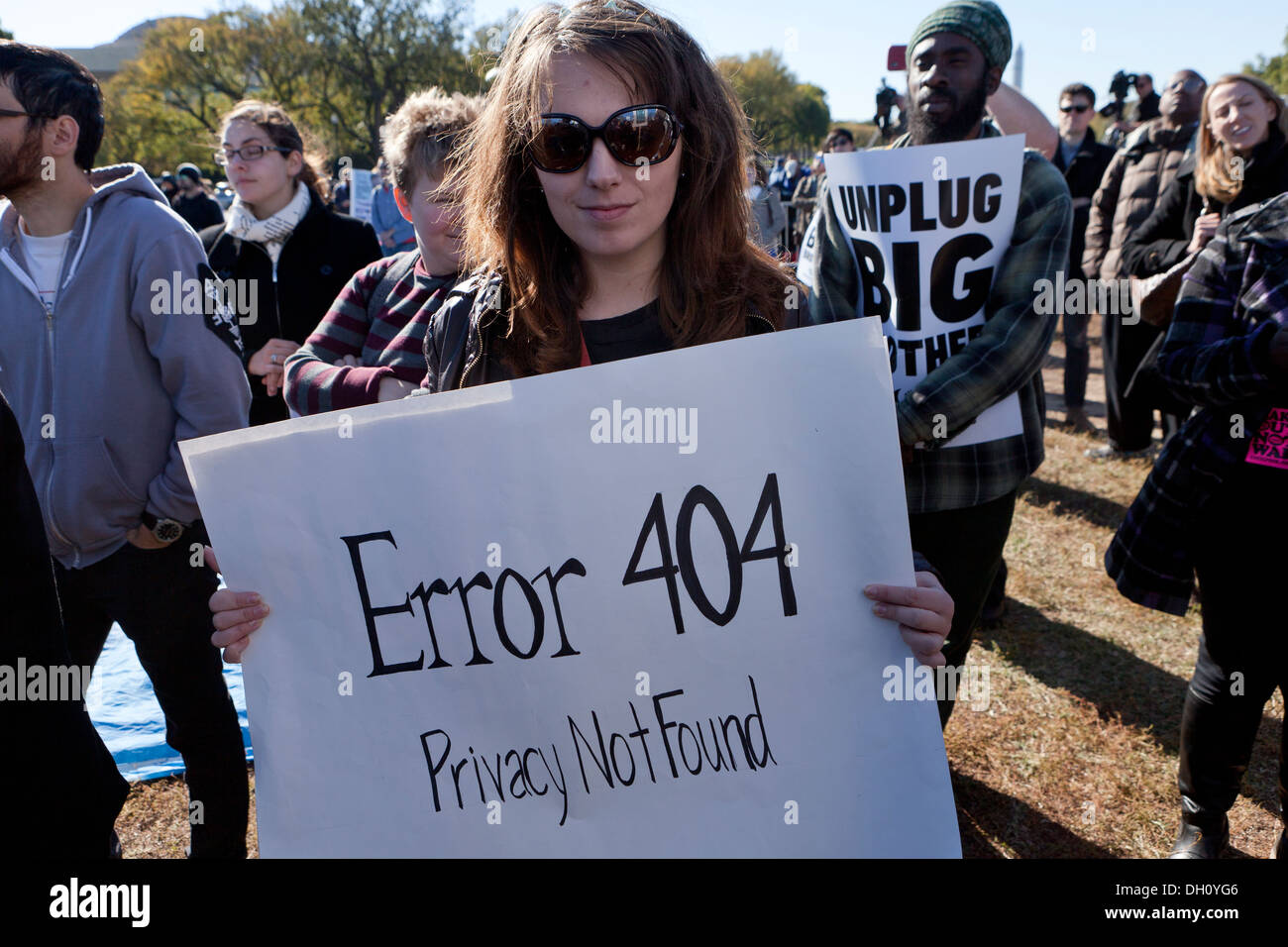 US-Bürger und viele öffentliche Befürwortung Organisationen sammeln auf dem Capitol Hill gegen NSA-Spionage - Washington, DC, USA zu Rally Stockfoto