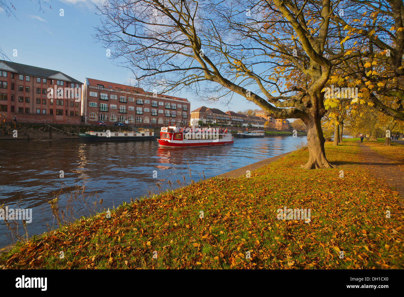 Riverside Walk, Herbstfärbung, York, Yorkshire, England Stockfoto