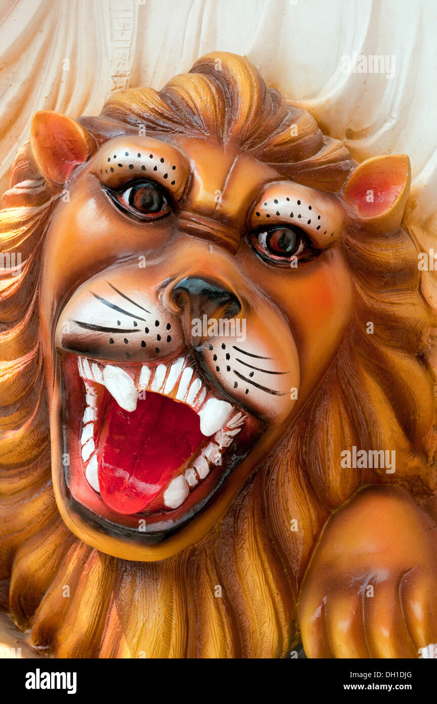 Brüllende Löwenmaske, Löwenmasken, indien, asien Stockfoto
