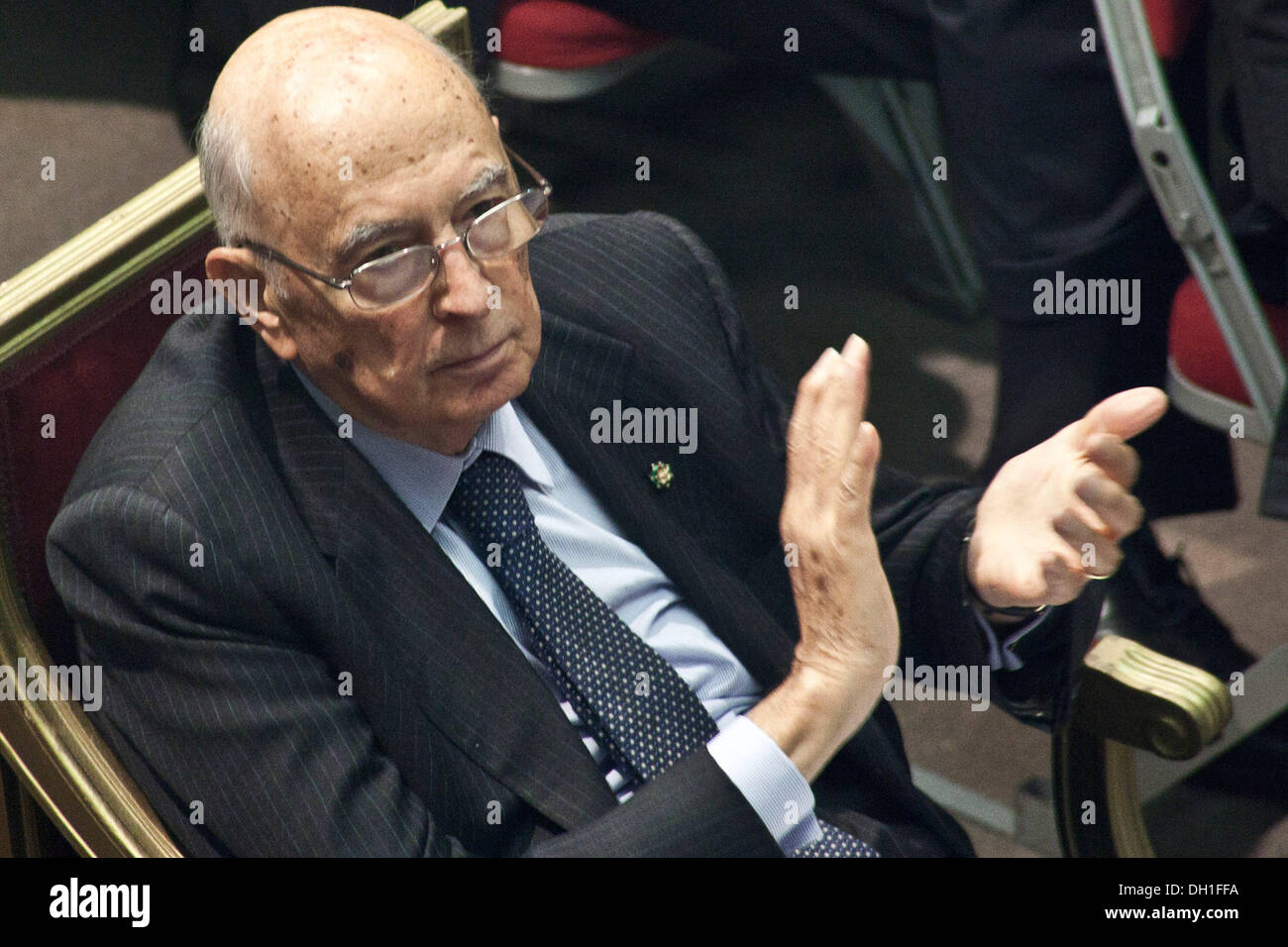 Rom, Italien. 25. Oktober 2013. Giorgio Napolitano in Rom für die Eröffnung des Nationale Tagung der Vereinigung Richter in Rom, am Oktober 25, 2013.Photo: Ruggero Delfini/NurPhoto © Ruggero Delfini/NurPhoto/ZUMAPRESS.com/Alamy Live News Stockfoto