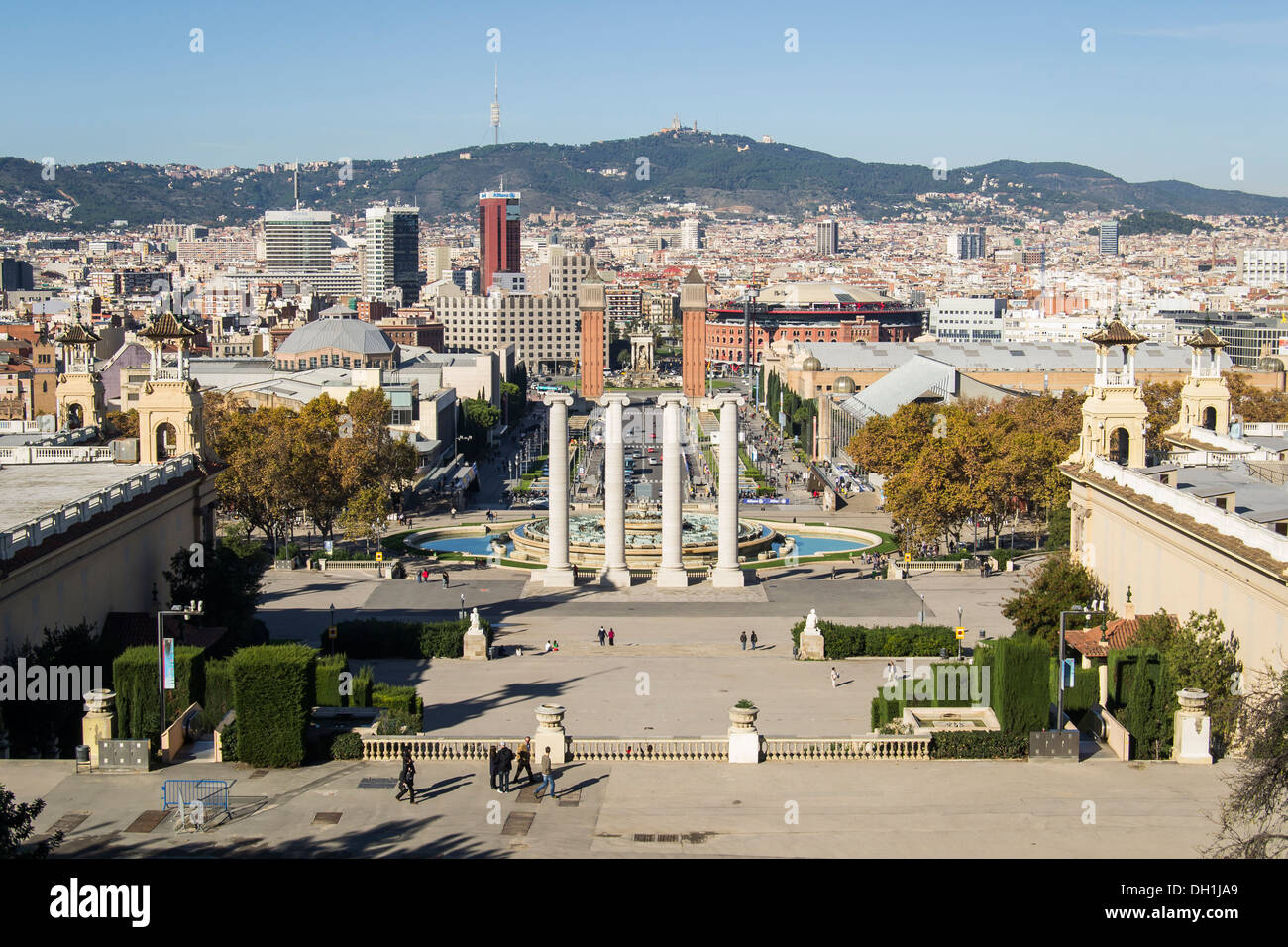 Ausblick auf Barcelona vom Montjuïc Stockfoto