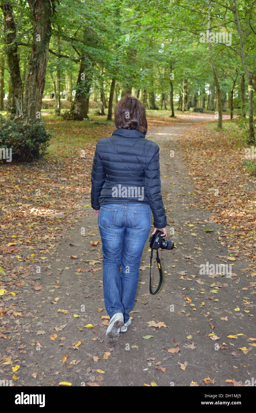 Wandern in den Wäldern Stockfoto