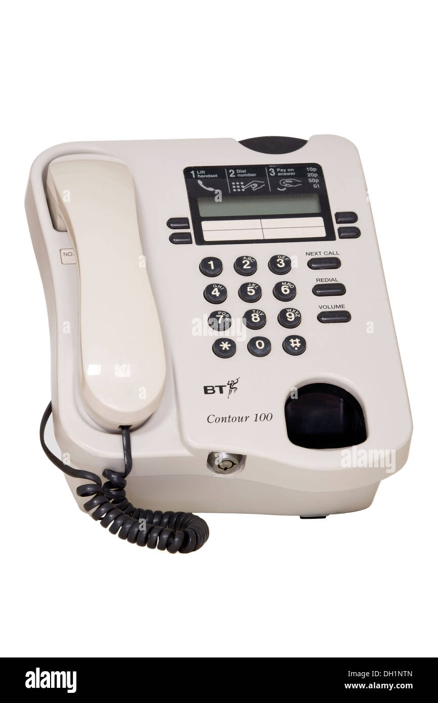 BT-Kontur-100 tragbare Telefonzelle / Münztelefon Telefon. VEREINIGTES KÖNIGREICH. Stockfoto