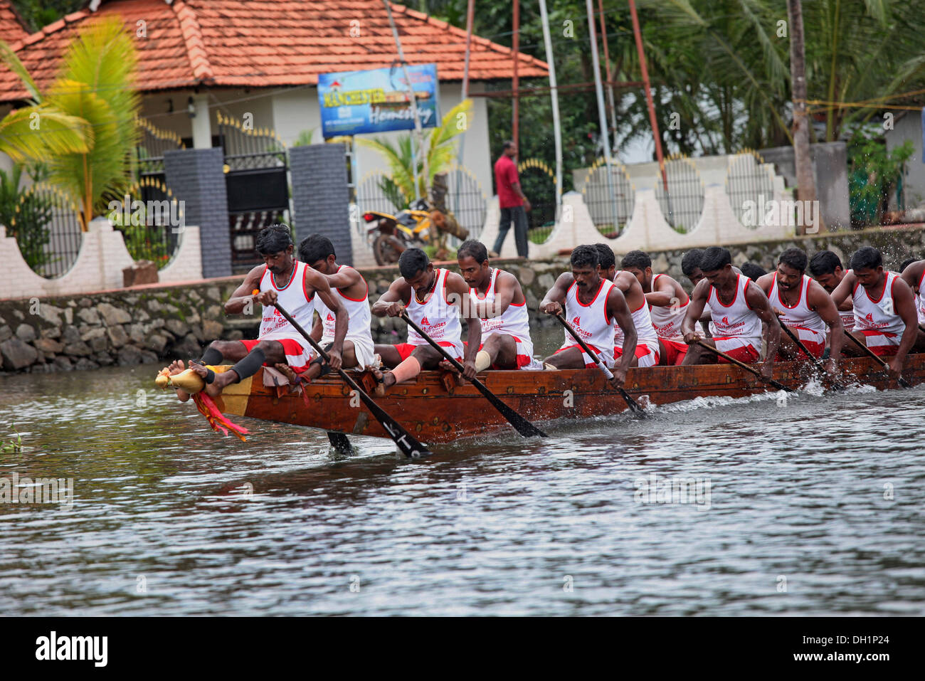 Bootsrennen in Punnamada See in Alleppey Kerala Indien Stockfoto