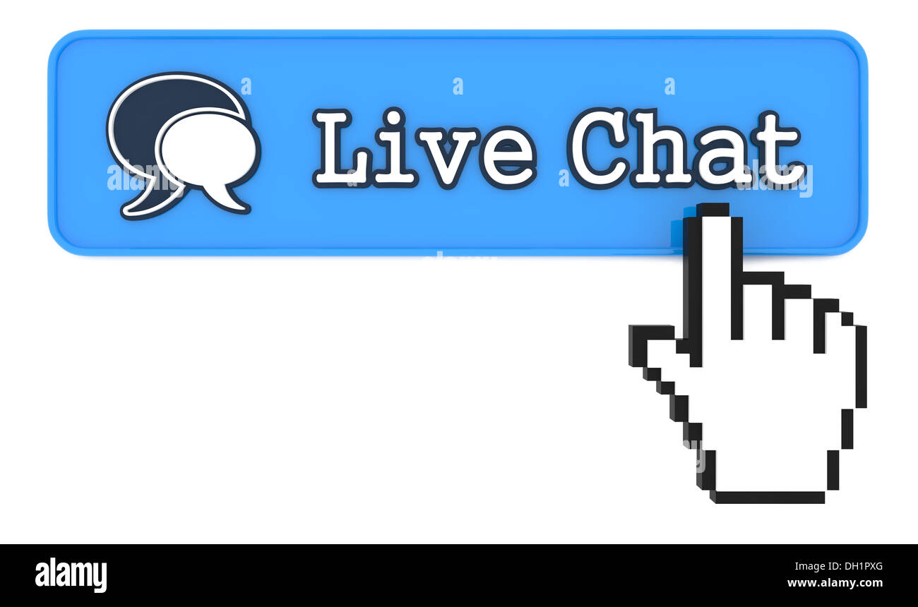 Schaltfläche "Live Chat" mit Hand geformte Maus Cursor Stockfoto