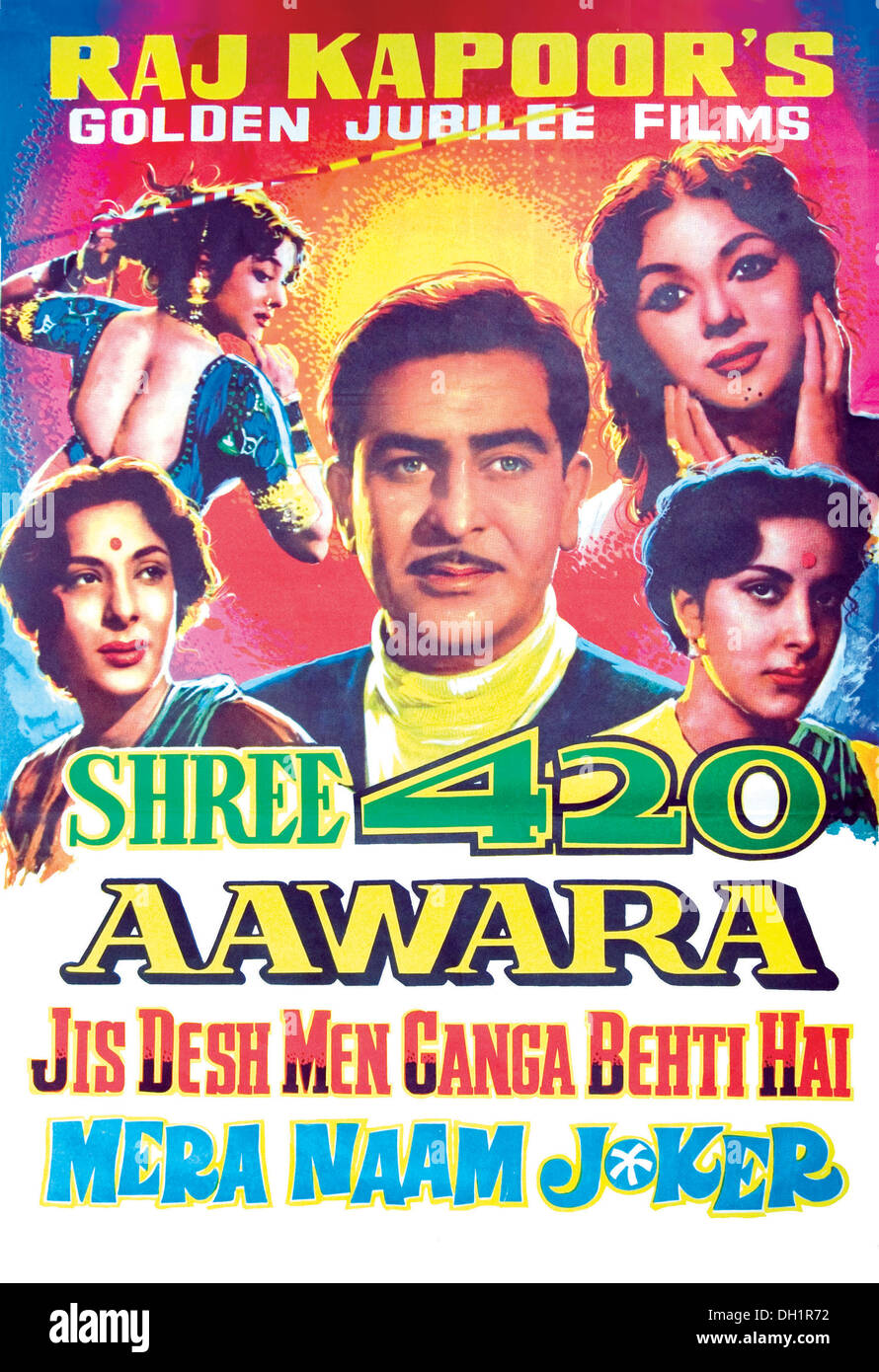 Indisches bollywood hindi Filmplakat von Raj Kapoor Films Indien Asien Stockfoto