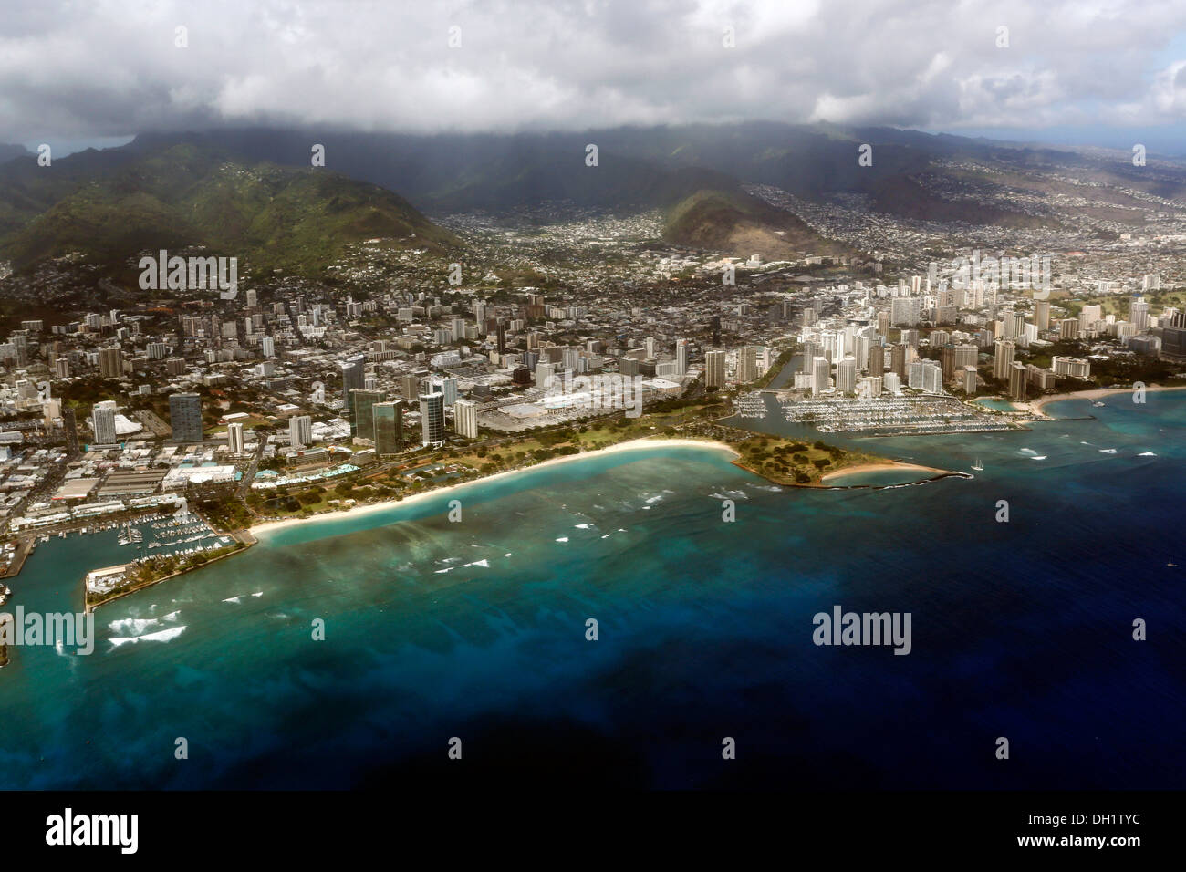 Luftaufnahme des O'ahu, Honolulu, Hawaii, USA Stockfoto