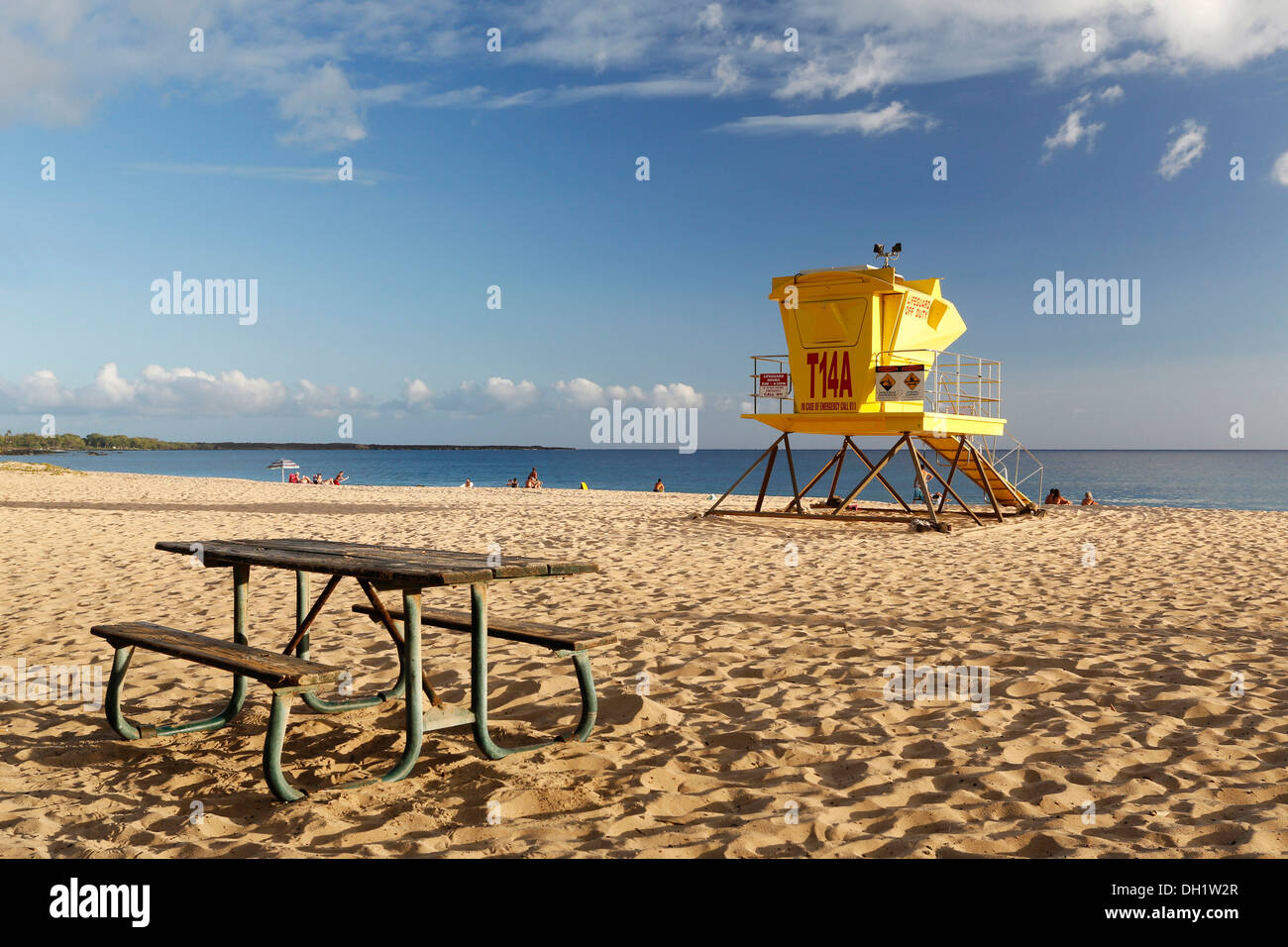 Rettungsschwimmer-Turm, Big Beach, Makena State Park, Maui, Hawaii, USA Stockfoto