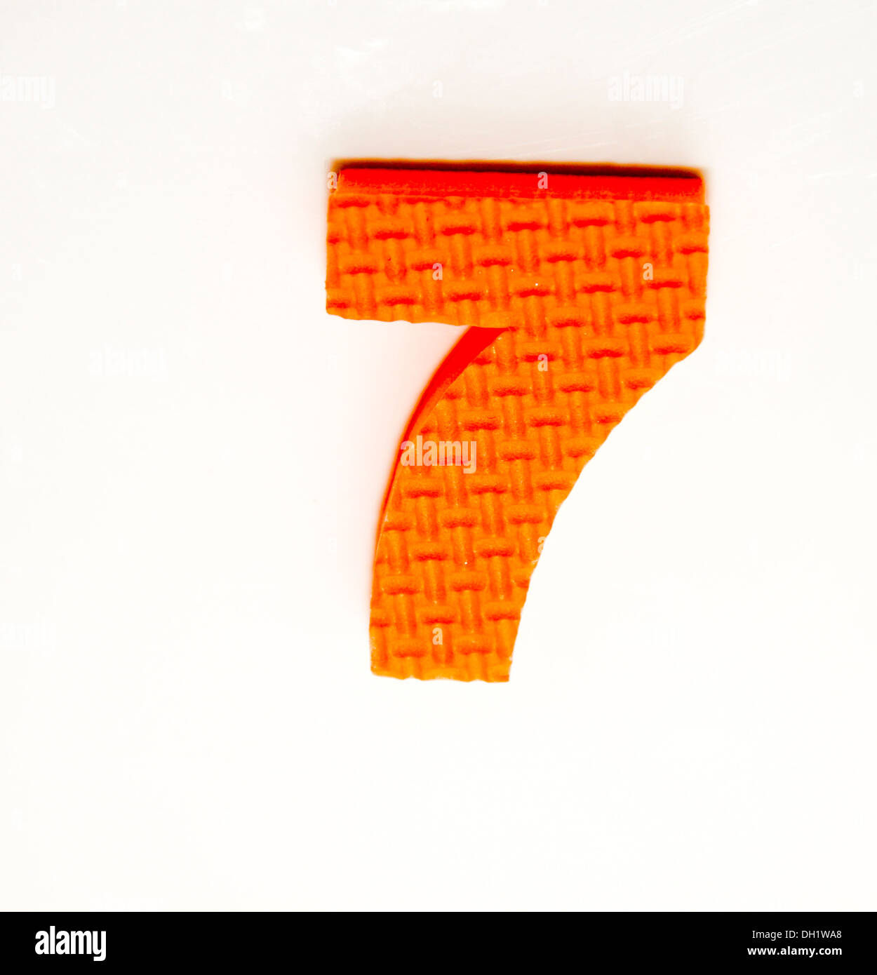 Die Nummer 7 als Kunststoff-Schaum Stockfoto