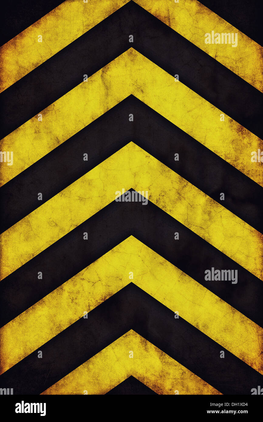 Gelb und schwarz Grunge Warnung Streifen Hintergrund Stockfoto