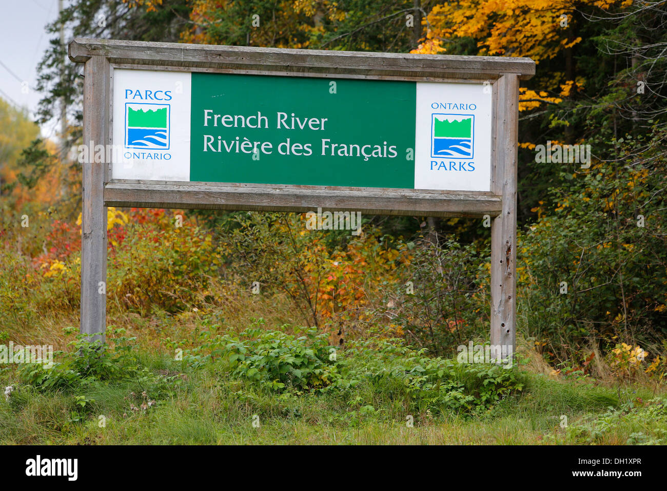 Zeichen, Nationalpark French River, Ontario, Kanada Stockfoto